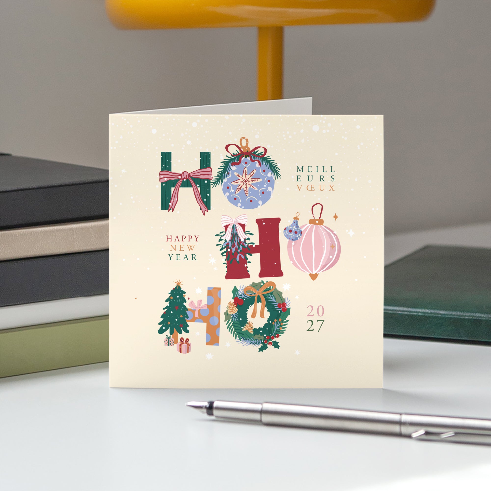 Ho ho déco | Vœux professionnels • Carte de voeux • Carré double photo N° 5