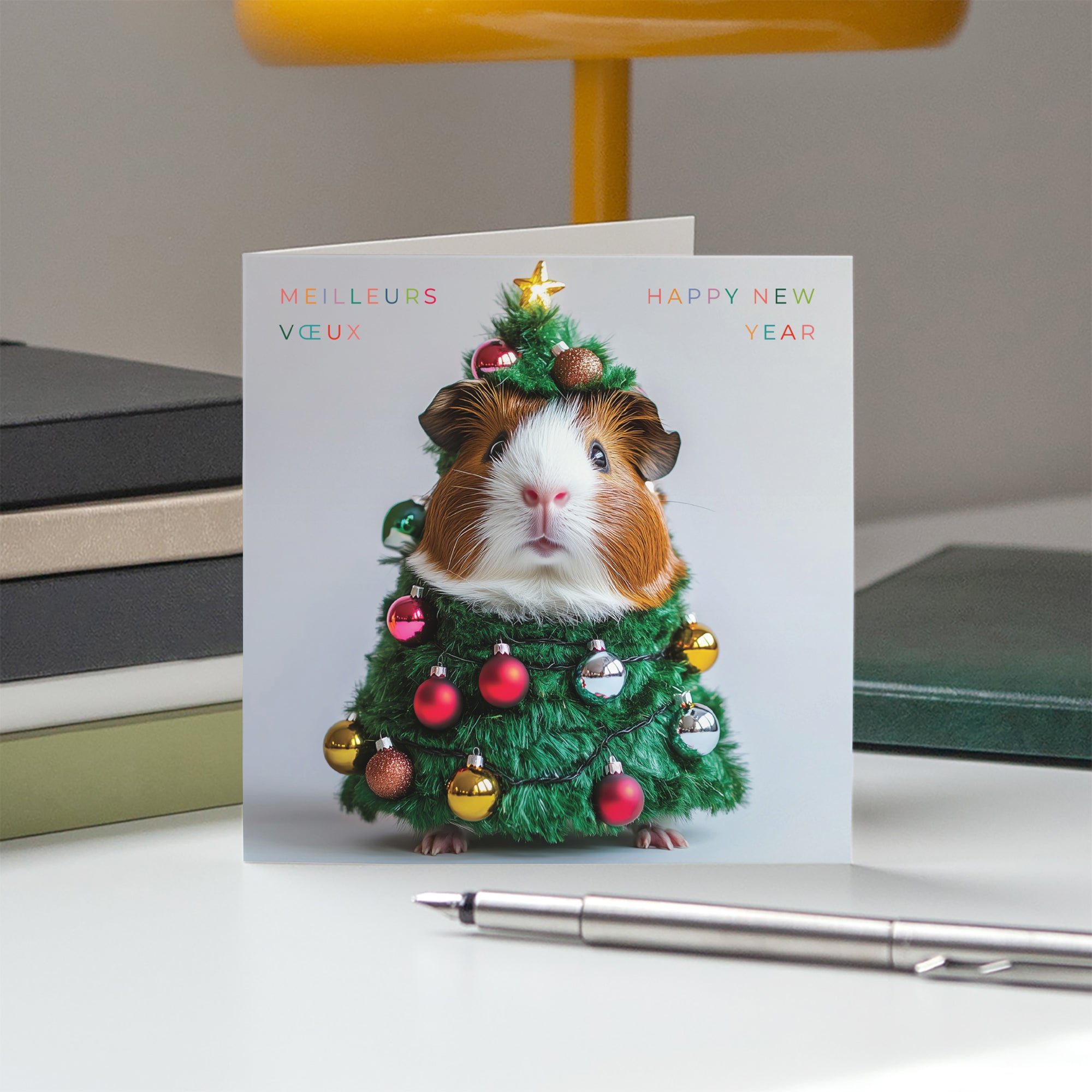 Mascotte de Fête | Vœux professionnels • Carte de voeux • Carré double photo N° 5
