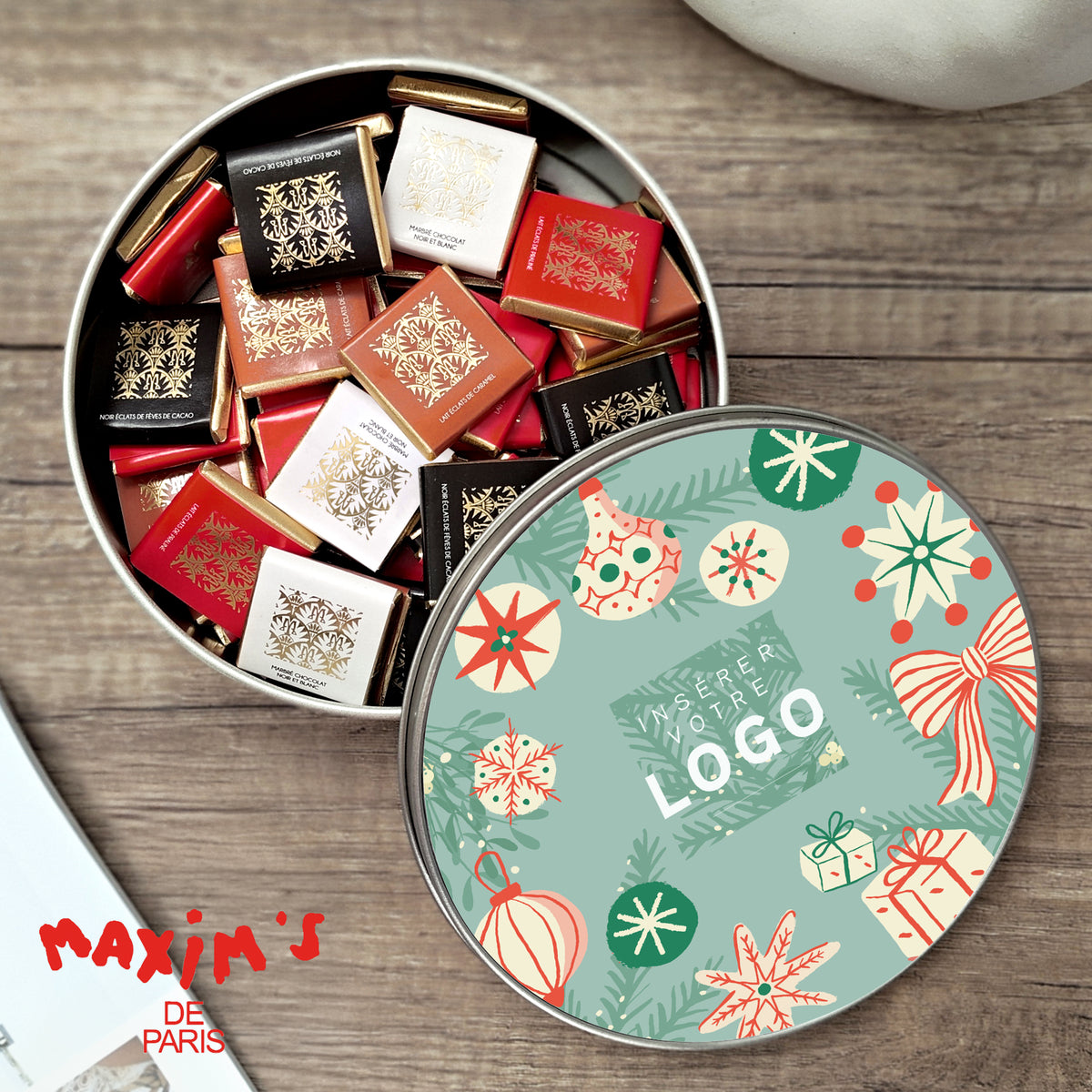 Noël Enchanté | Cadeau entreprise • Boite métallique • Ronde photo N° 1