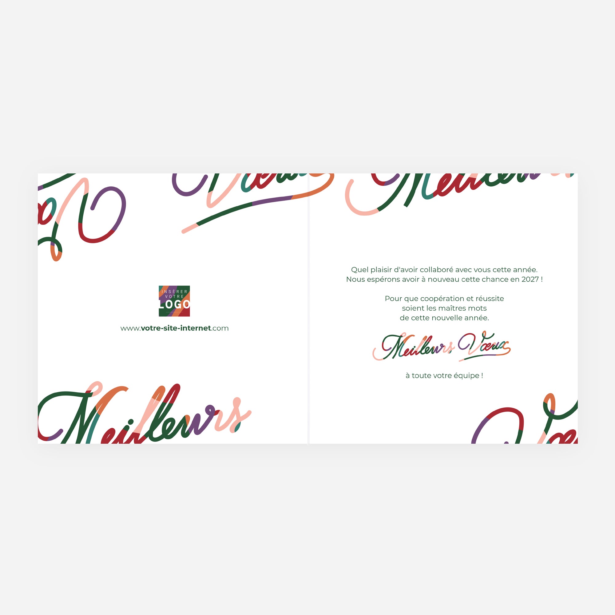 Vœux Calligraphiés | Vœux professionnels • Carte de voeux • Carré double photo N° 2