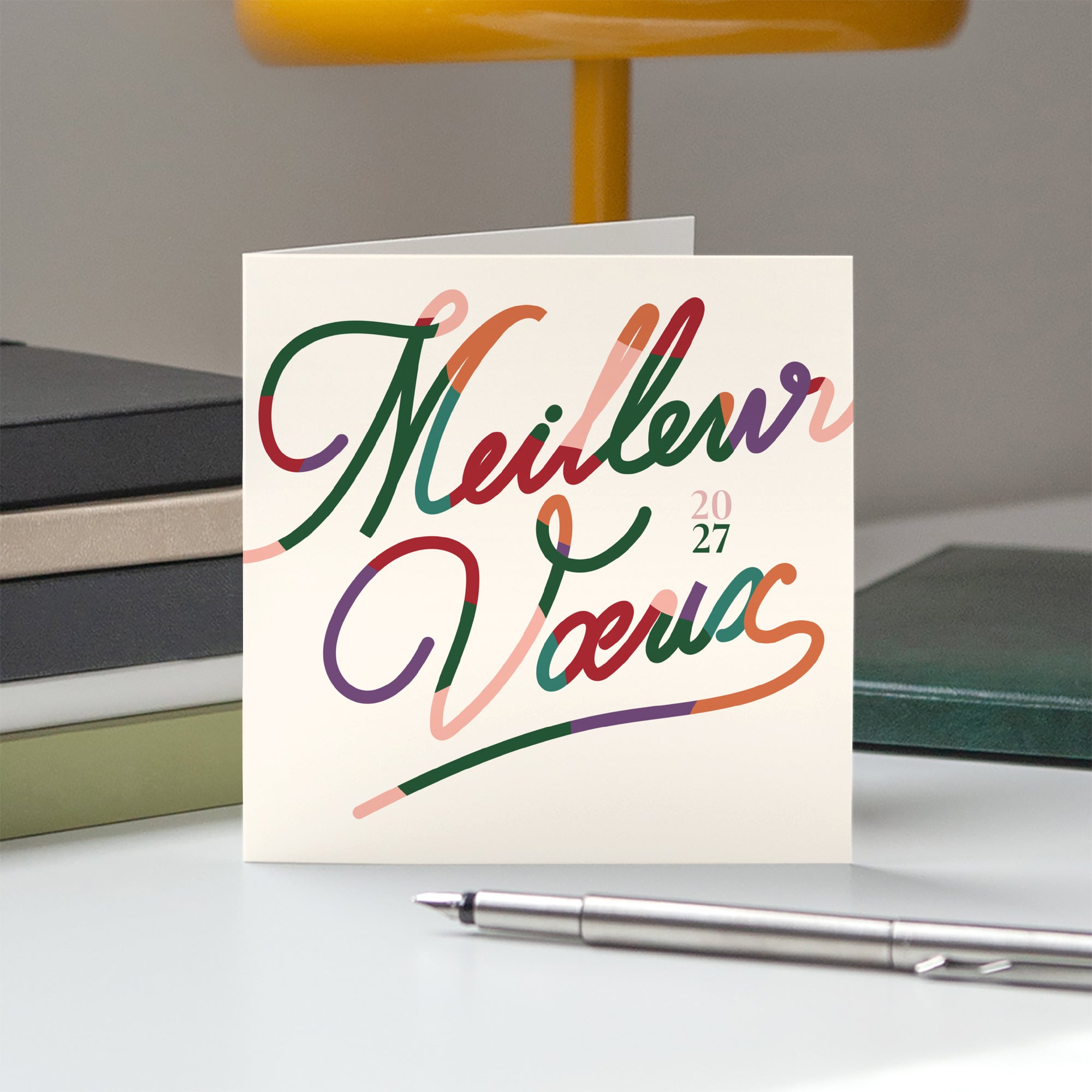 Vœux Calligraphiés | Vœux professionnels • Carte de voeux • Carré double photo N° 5