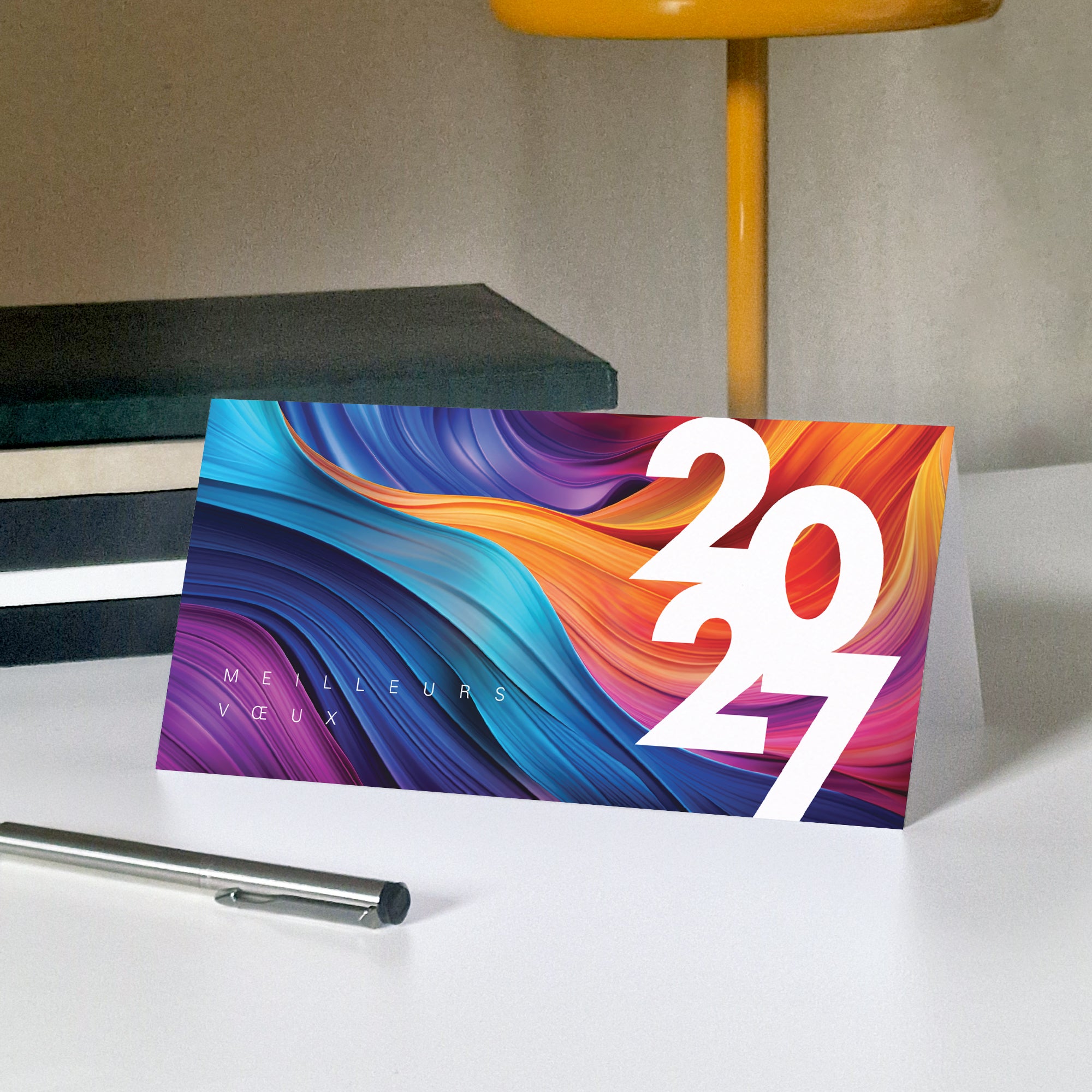 Vagues de Couleur | Vœux professionnels • Carte de voeux • Panoramique pliable photo N° 5
