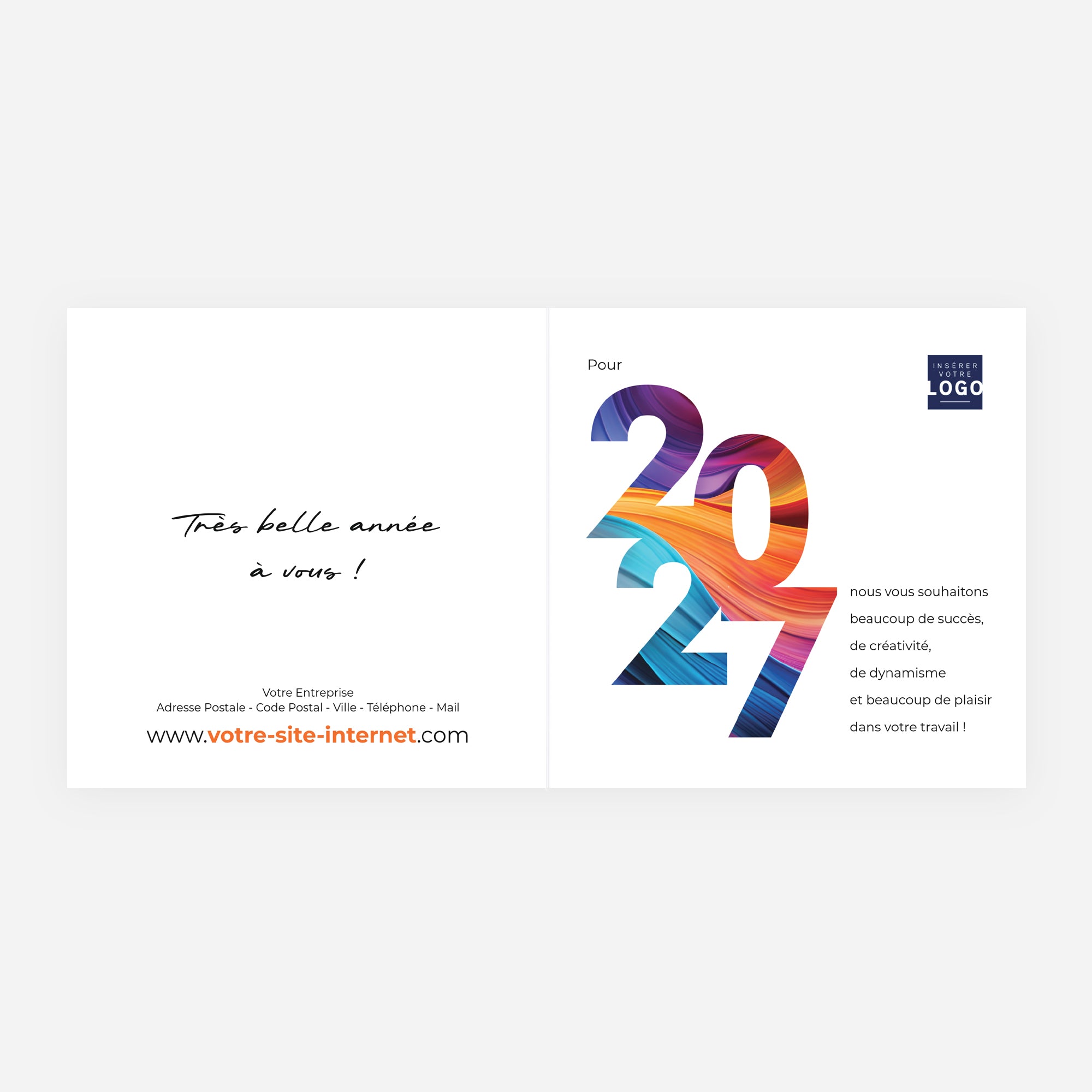 Vagues de Couleur | Vœux professionnels • Carte de voeux • Carré double photo N° 2