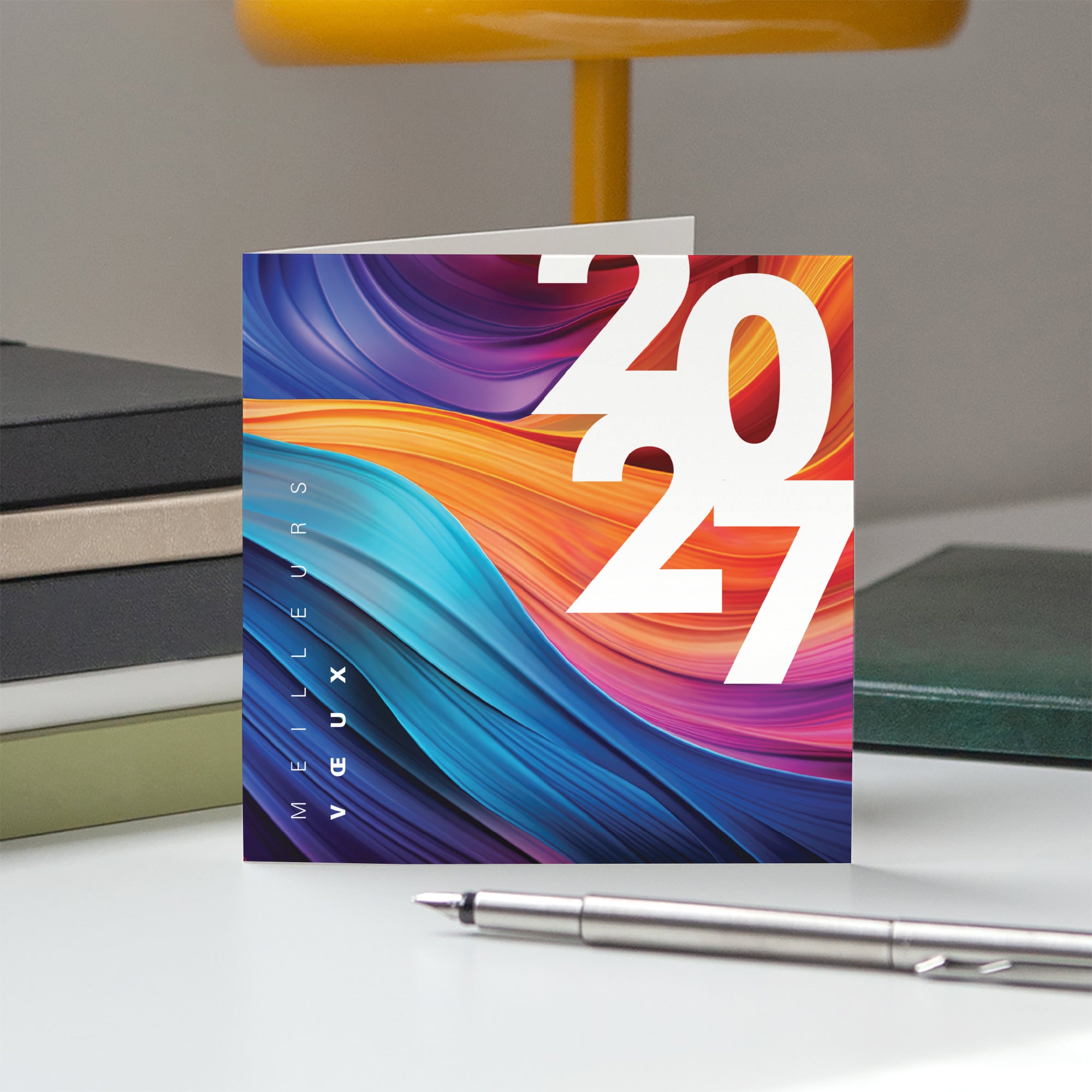 Vagues de Couleur | Vœux professionnels • Carte de voeux • Carré double photo N° 5
