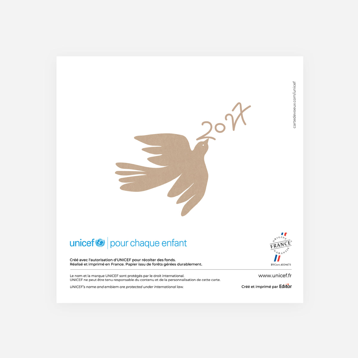 Colombe de Paix | Vœux professionnels • Carte de voeux • Carrée pliable photo N° 3
