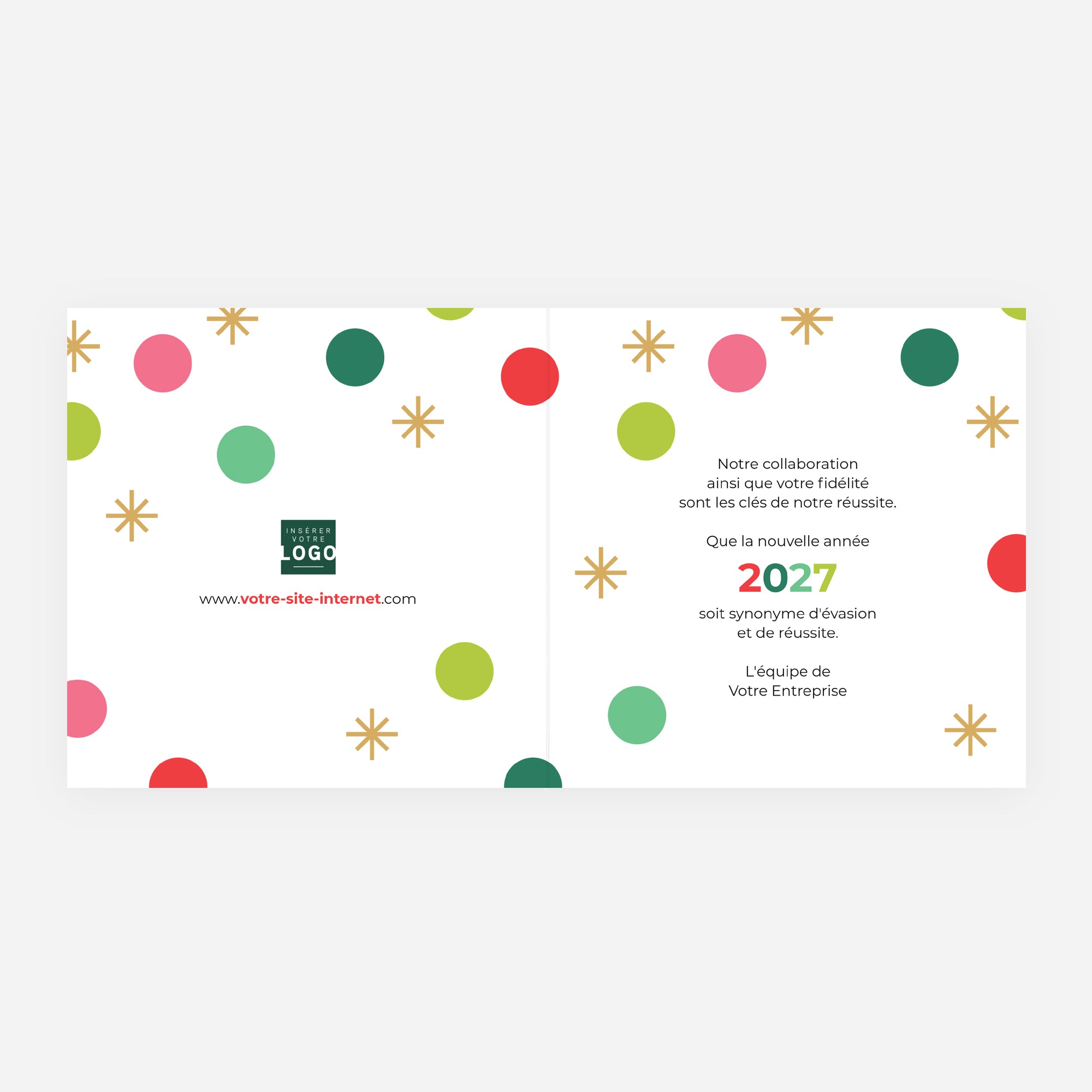 Confettis de Vœux | Vœux professionnels • Carte de voeux dorure • Carré double photo N° 2