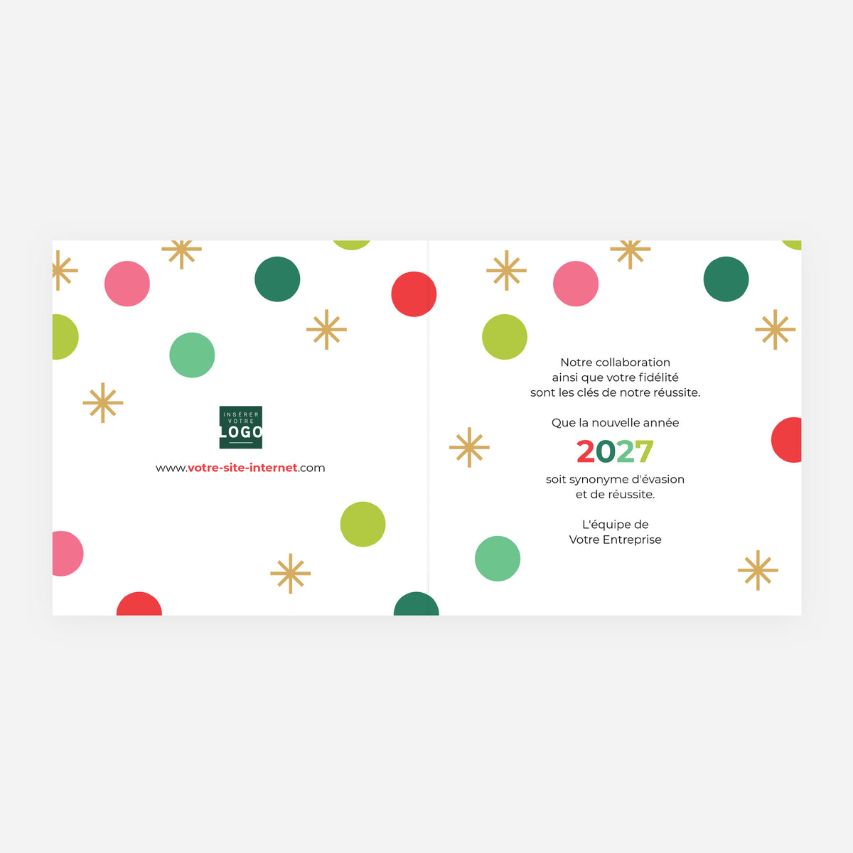 Confettis de Vœux | Vœux professionnels • Carte de voeux dorure • Carrée pliable photo N° 2