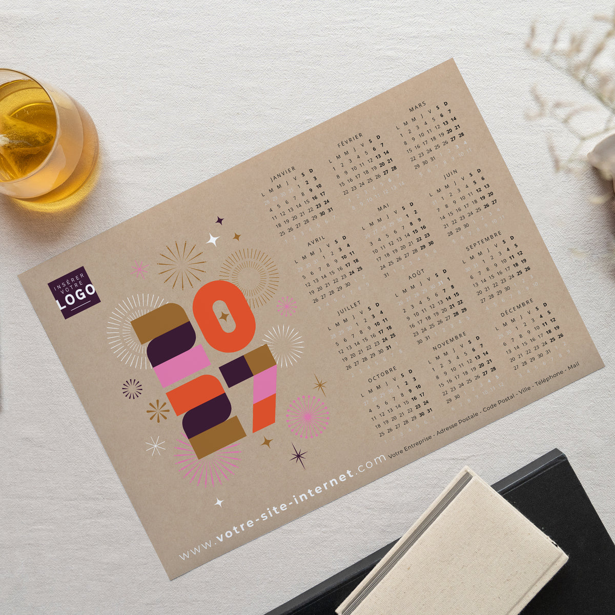 Fête Rétro | Vœux professionnels • Calendrier professionnel • A3 photo N° 1