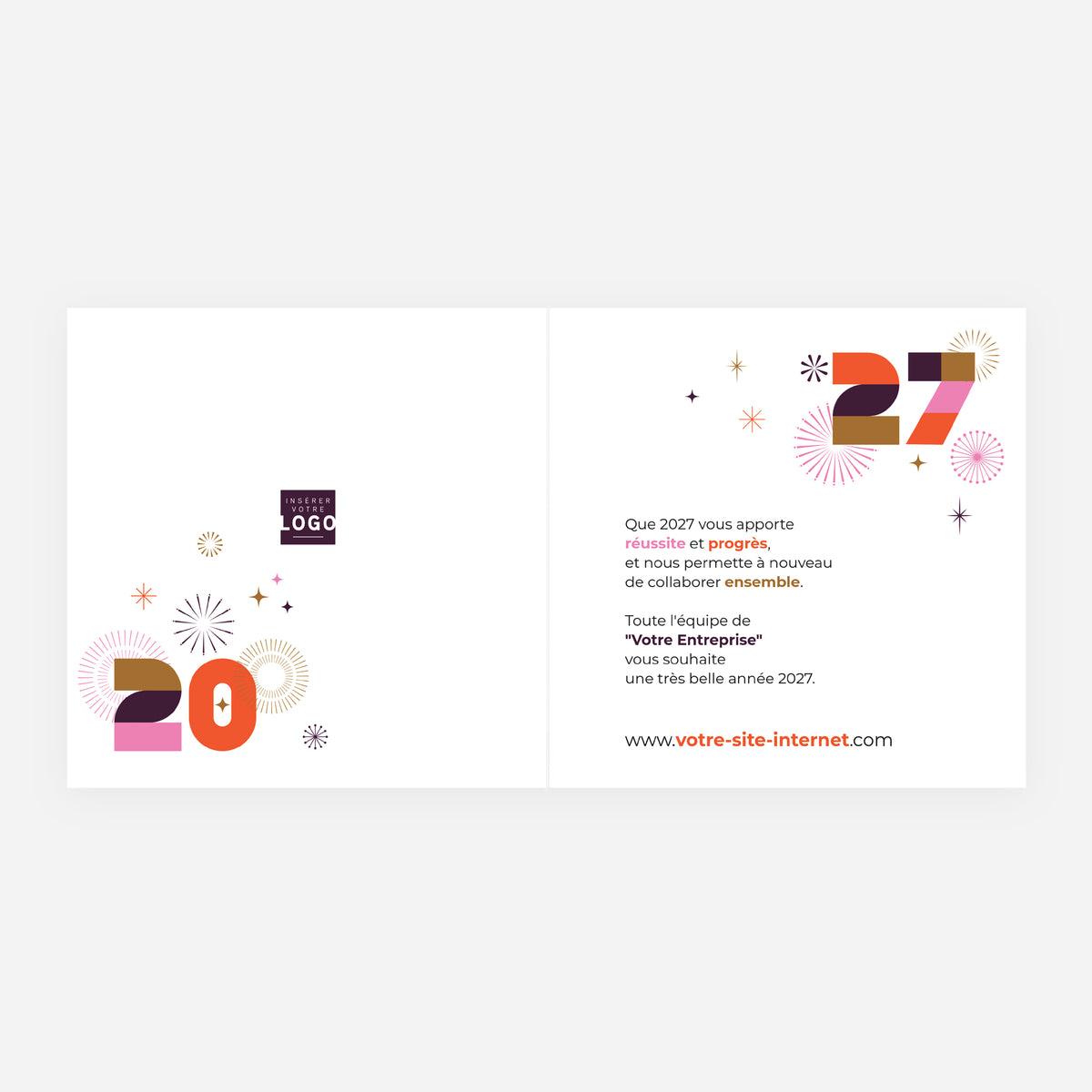 Fête Rétro | Vœux professionnels • Carte de voeux • Carrée pliable photo N° 2