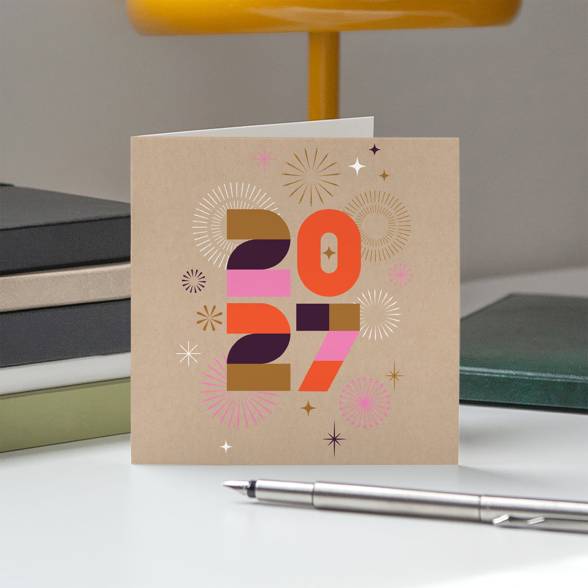 Fête Rétro | Vœux professionnels • Carte de voeux • Carrée pliable photo N° 5