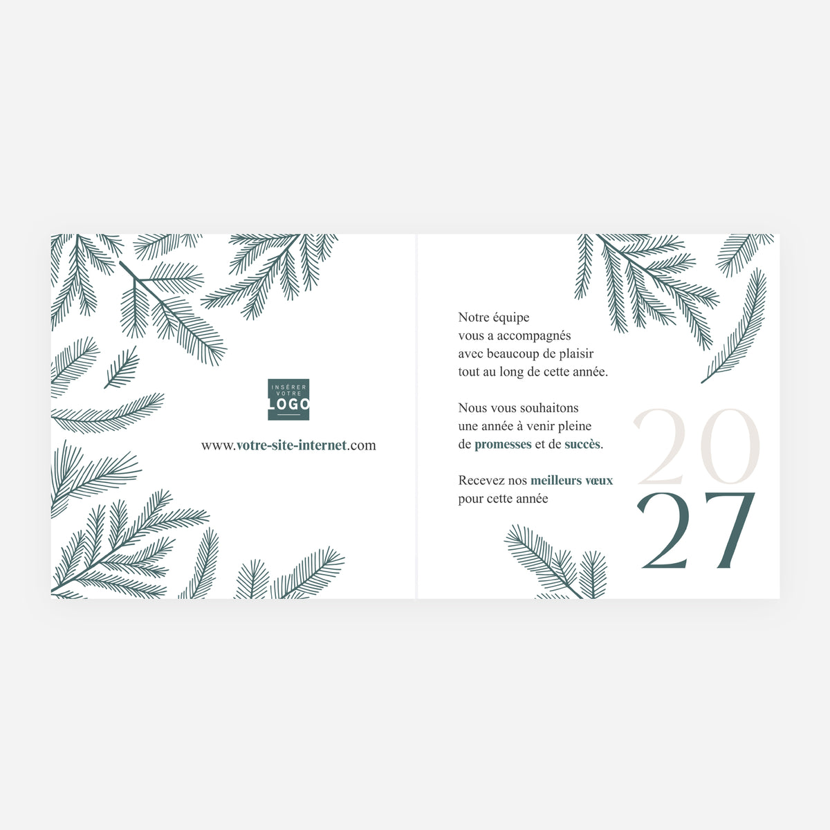 Écrin Végétal Vert | Vœux professionnels • Carte de voeux • Carrée pliable photo N° 2