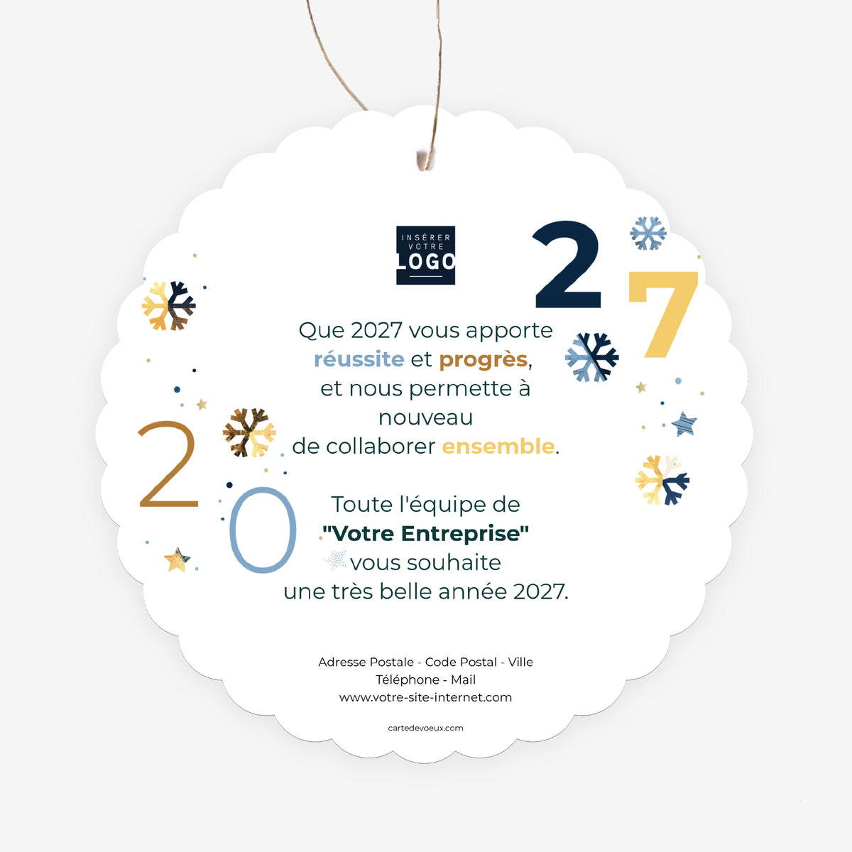 Cristaux d’Hiver | Vœux professionnels • Boule de Noël papier • Ronde à accrocher photo N° 2