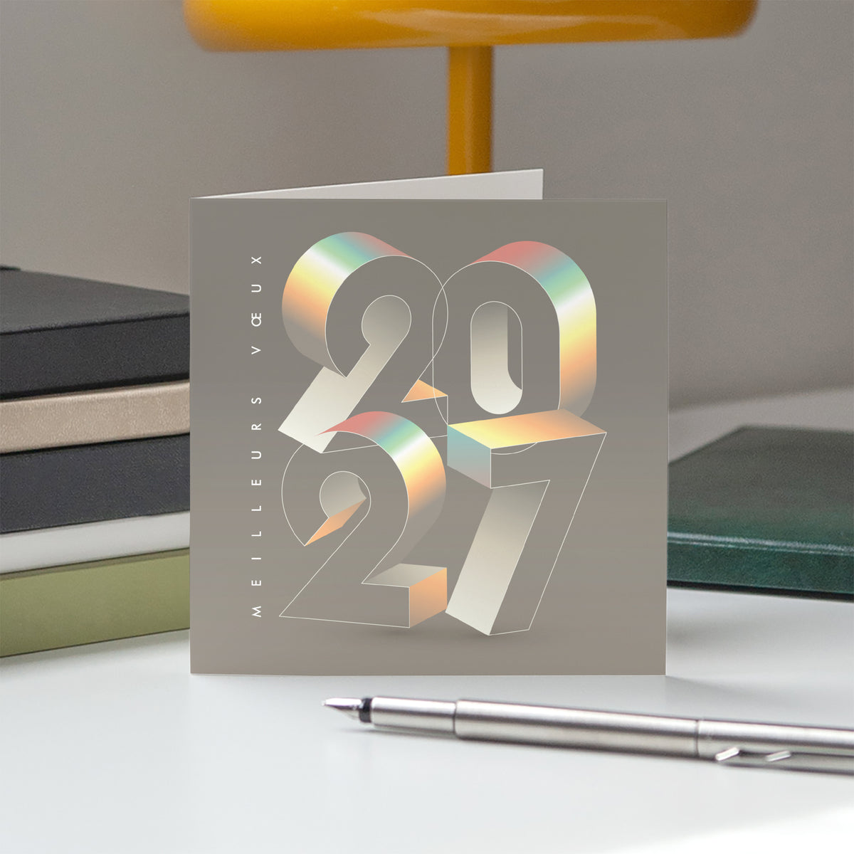 Reflets Prismatiques | Vœux professionnels • Carte de voeux • Carrée pliable photo N° 5
