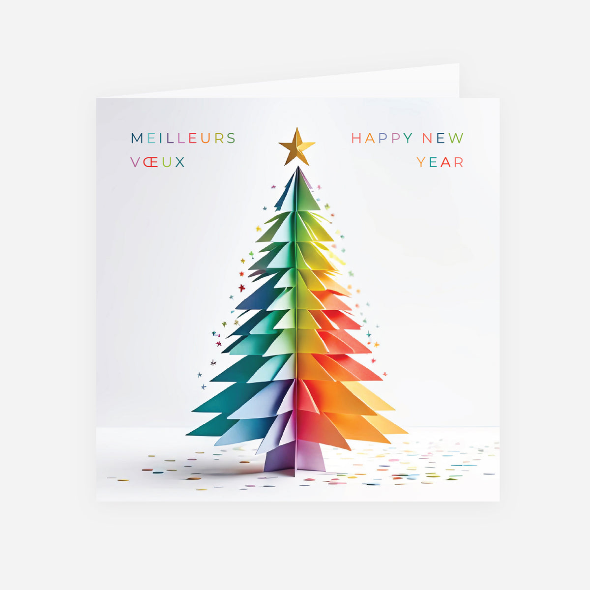 Sapin Arc-en-Ciel | Vœux professionnels • Carte de voeux • Carrée pliable photo N° 1