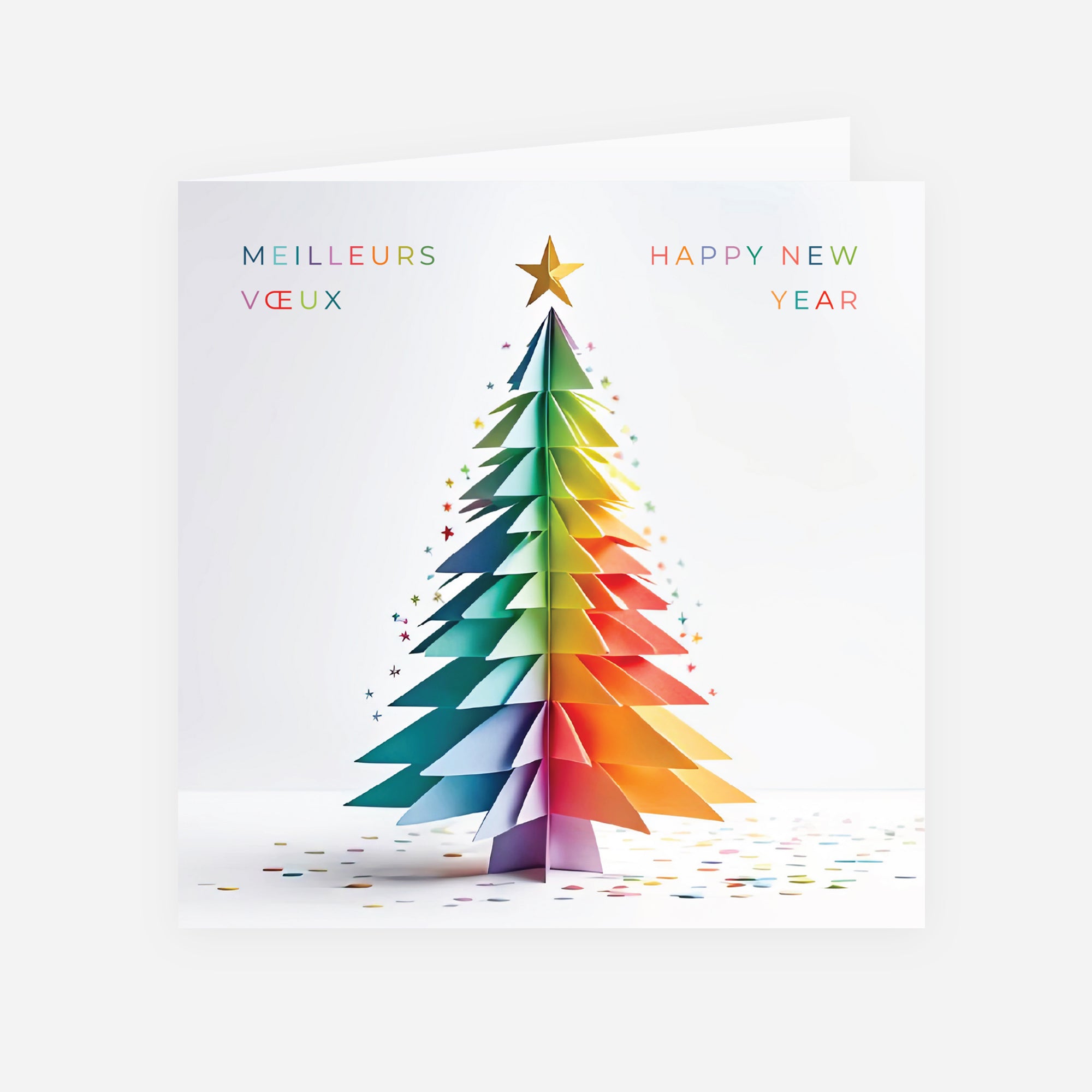 Sapin Arc-en-Ciel | Vœux professionnels • Carte de voeux • Carré double photo N° 1