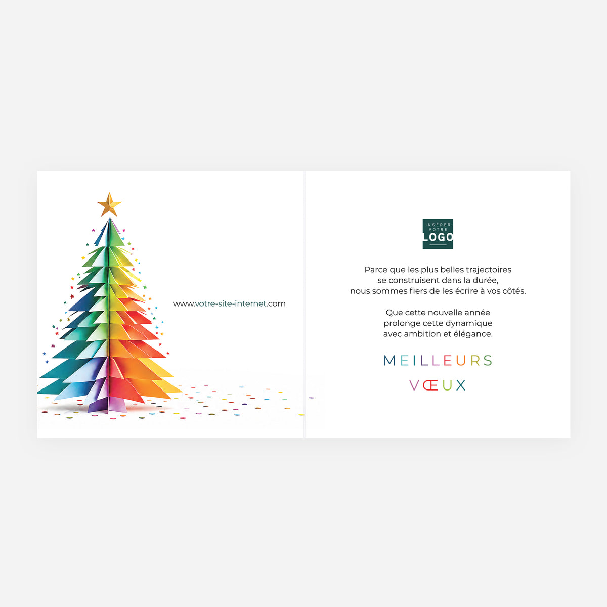 Sapin Arc-en-Ciel | Vœux professionnels • Carte de voeux • Carrée pliable photo N° 2