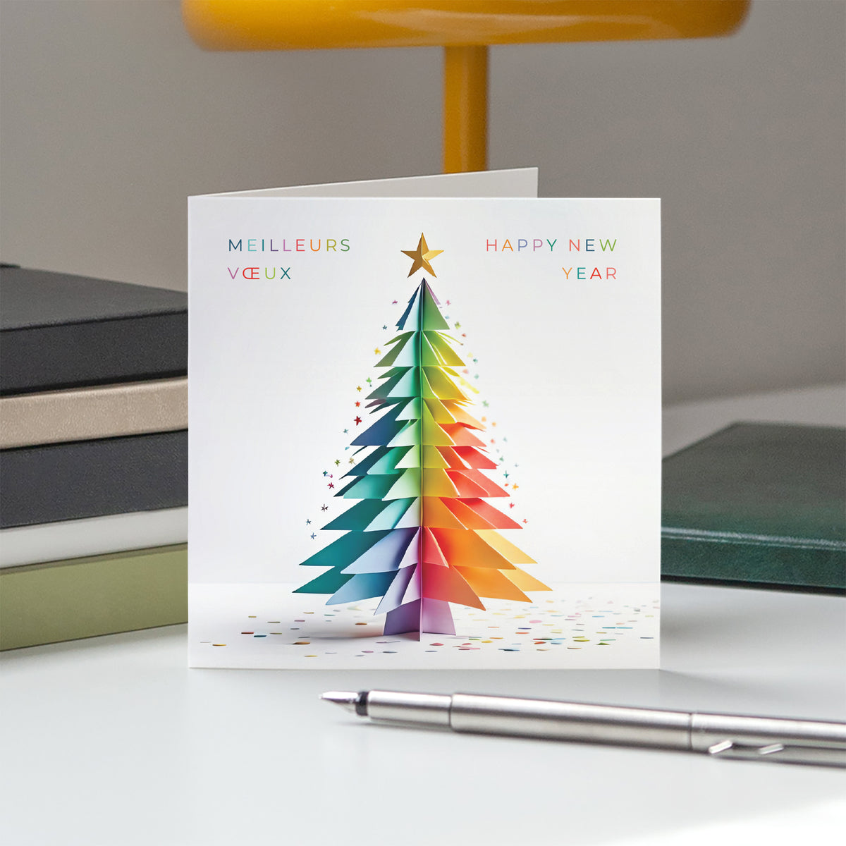 Sapin Arc-en-Ciel | Vœux professionnels • Carte de voeux • Carrée pliable photo N° 5