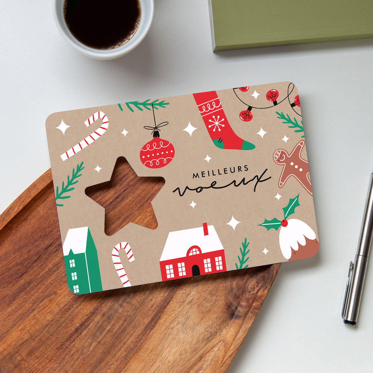 Noël à la Maison | Vœux professionnels • Carte de voeux • Étoile découpée photo N° 4