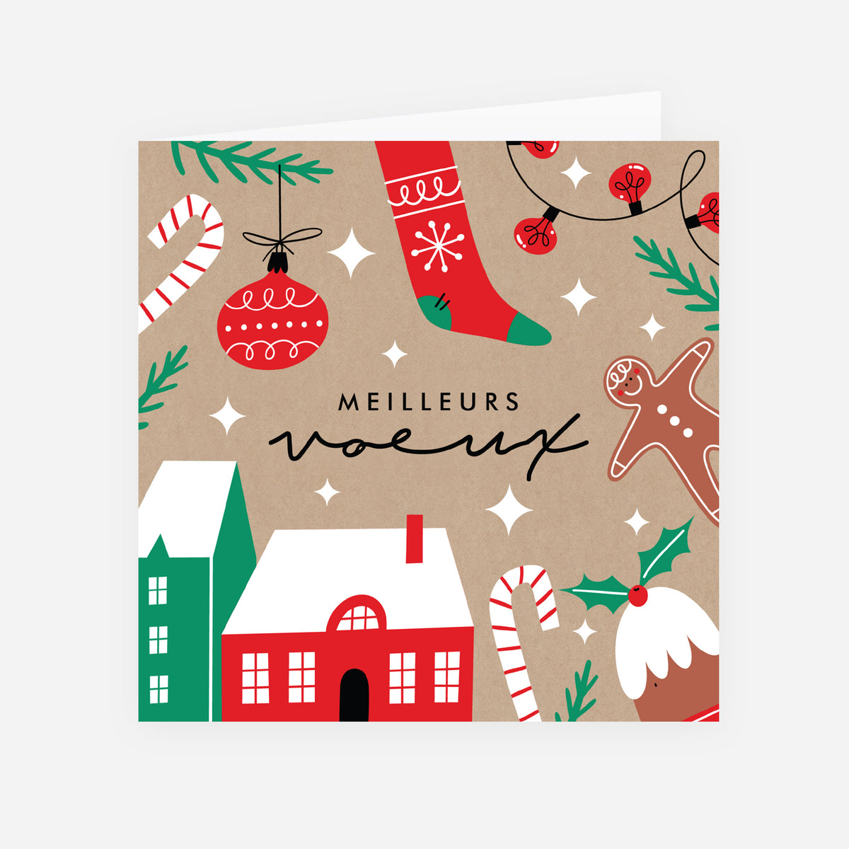 Noël à la Maison | Vœux professionnels • Carte de voeux • Carrée pliable photo N° 1
