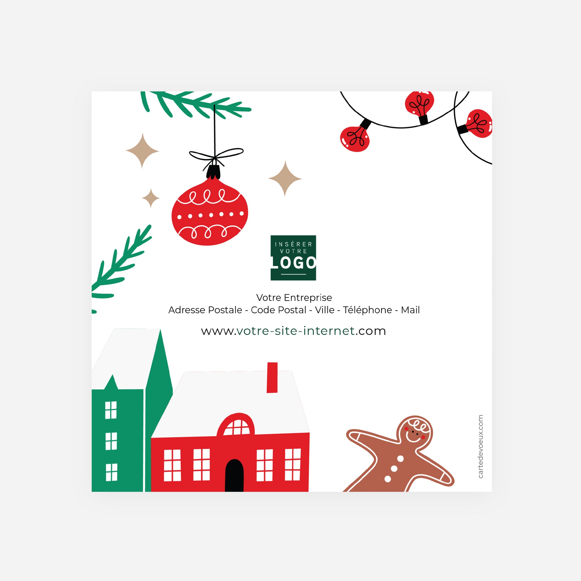 Noël à la Maison | Vœux professionnels • Carte de voeux • Carré double photo N° 3