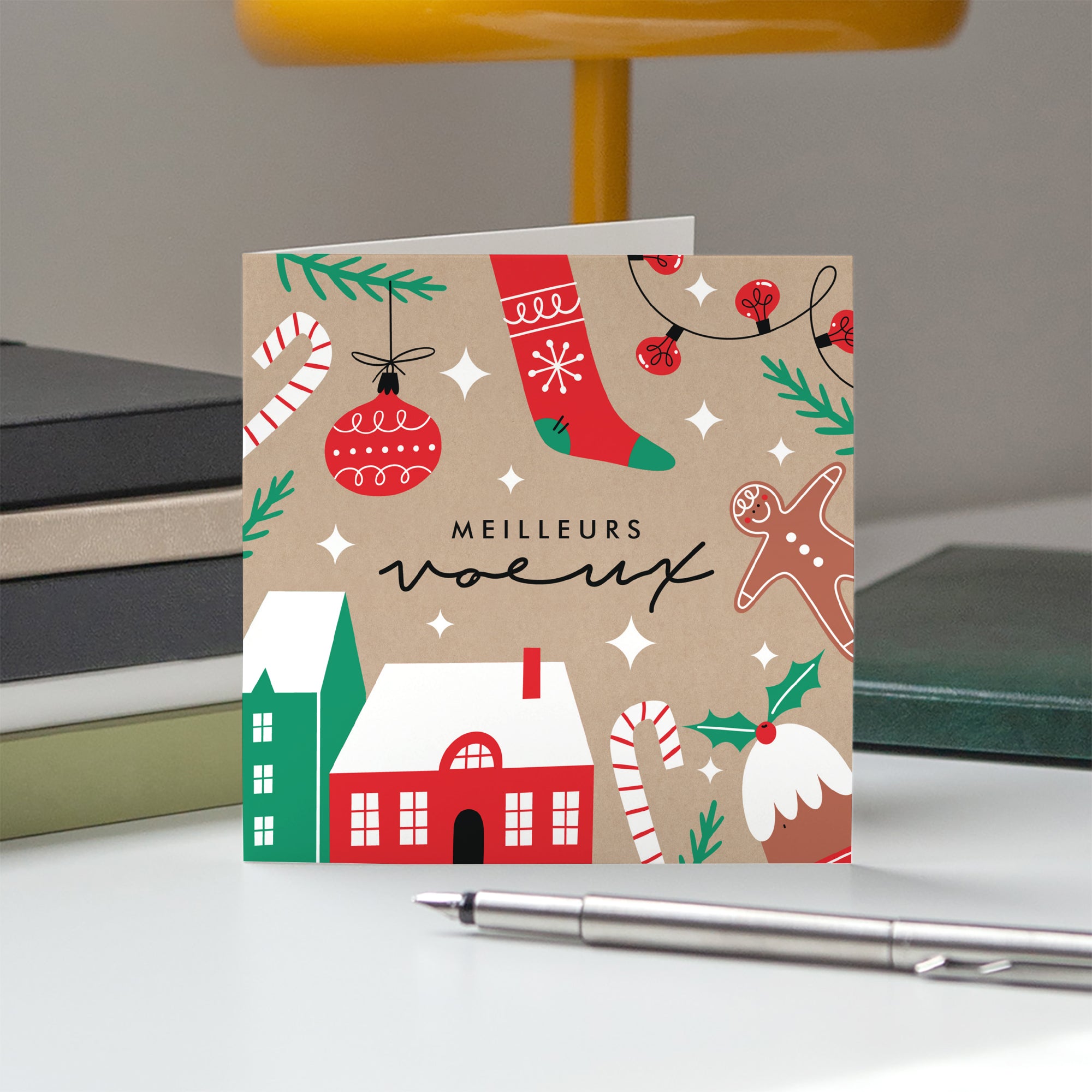 Noël à la Maison | Vœux professionnels • Carte de voeux • Carré double photo N° 5