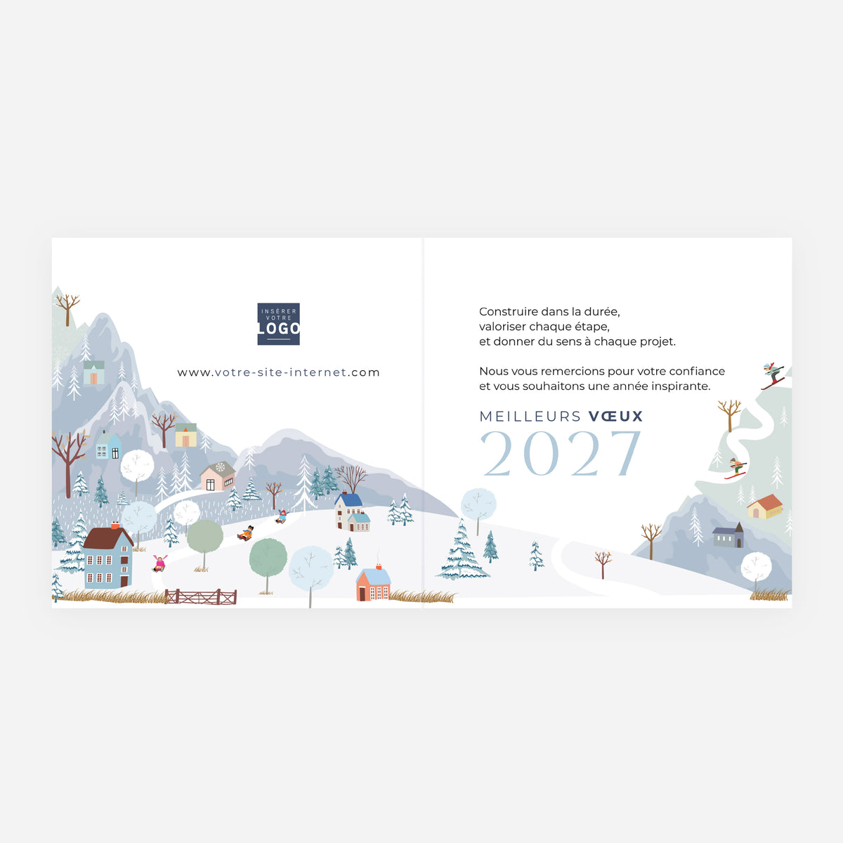 Panorama d’Hiver | Vœux professionnels • Carte de voeux • Carrée pliable photo N° 2