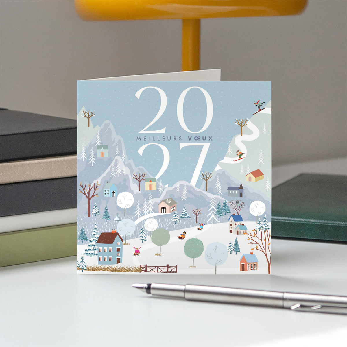 Panorama d’Hiver | Vœux professionnels • Carte de voeux • Carrée pliable photo N° 5