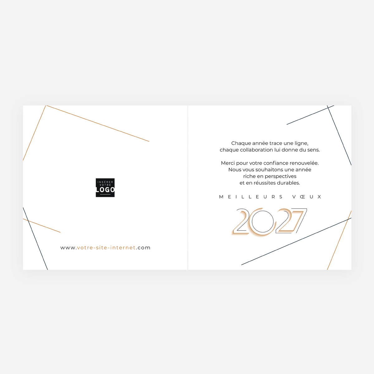 Élégance Structurée | Vœux professionnels • Carte de voeux • Carrée pliable photo N° 2