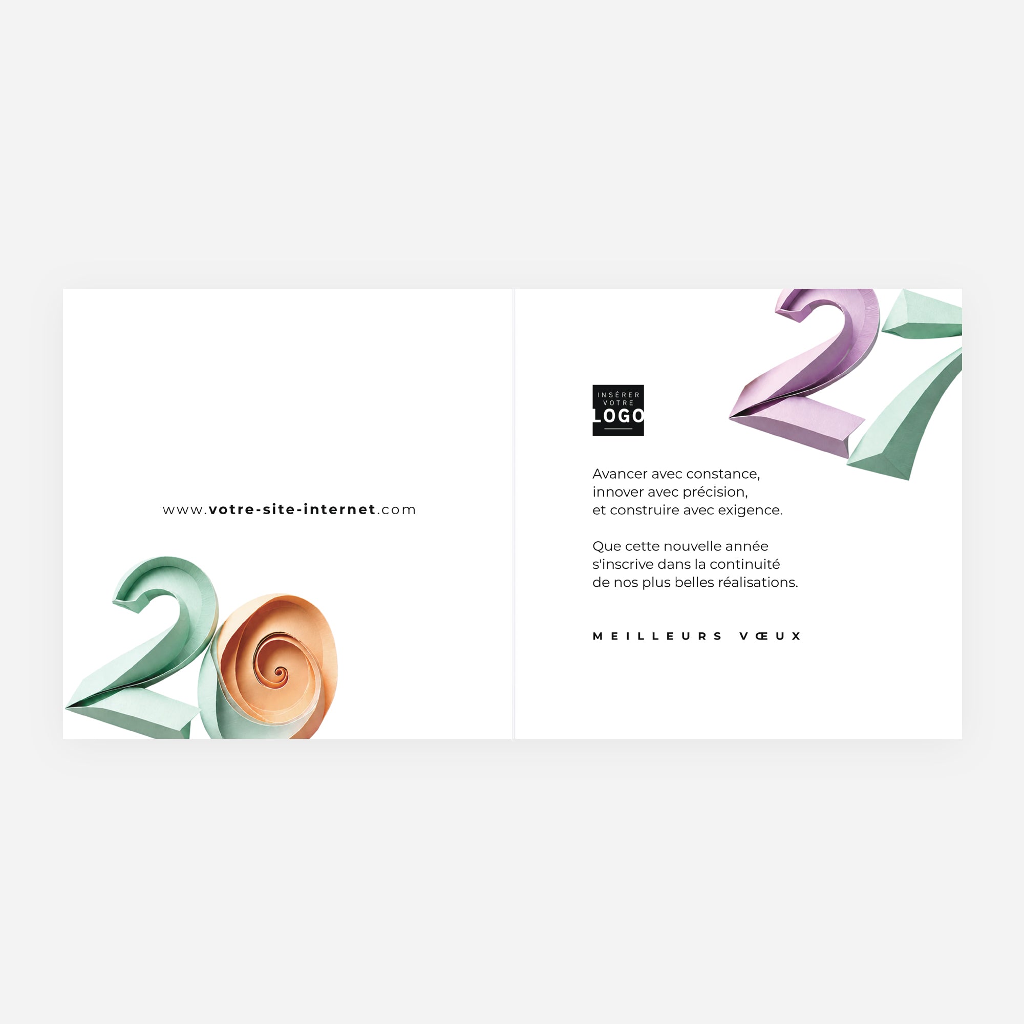 Papier Sculpté | Vœux professionnels • Carte de voeux • Carré double photo N° 2