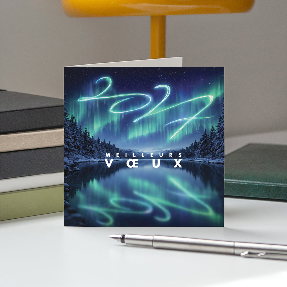 Reflets Boréals | Vœux professionnels • Carte de voeux • Carrée pliable photo N° 5
