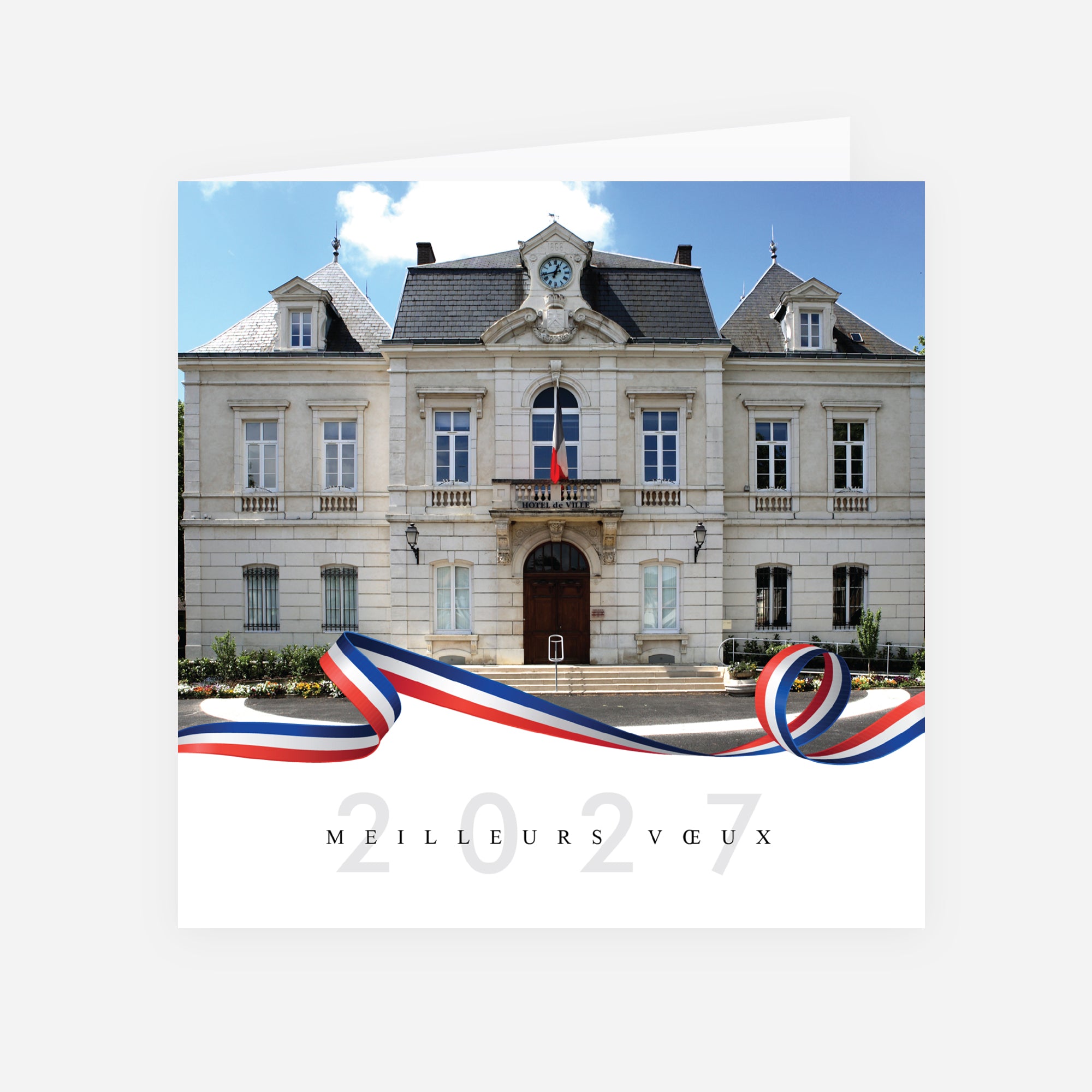 Ruban Tricolore | Vœux professionnels • Carte de voeux • Carré double photo N° 1