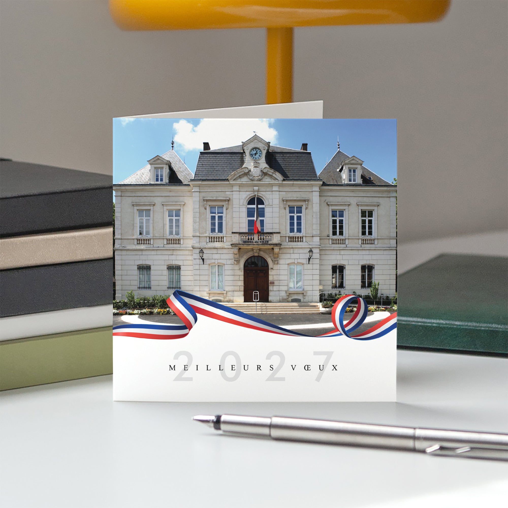 Ruban Tricolore | Vœux professionnels • Carte de voeux • Carré double photo N° 5