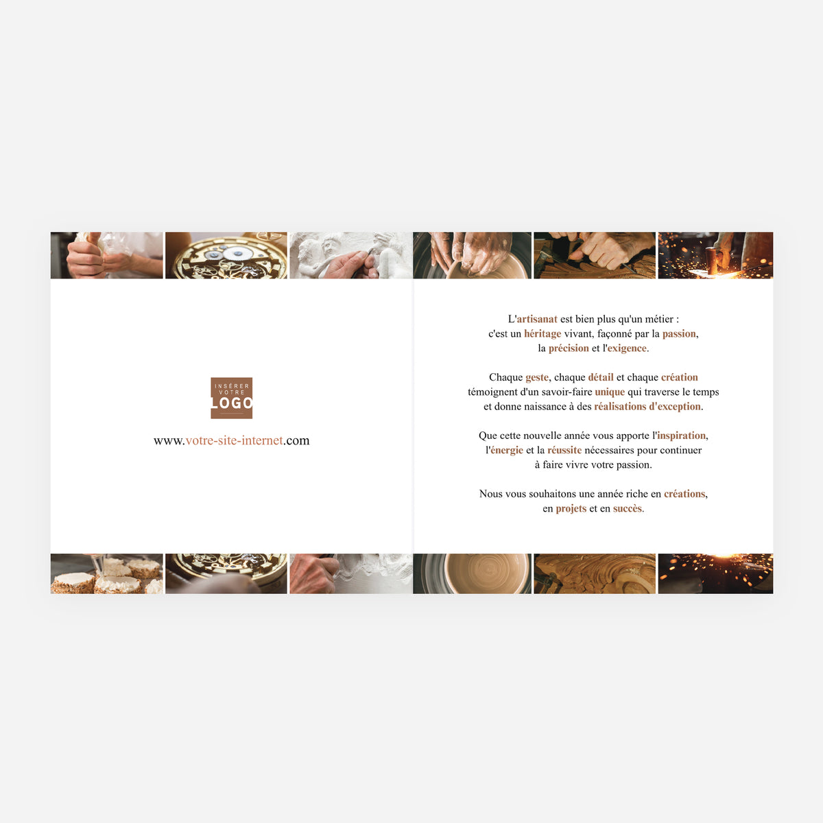 Les Mains de l’Artisanat | Vœux professionnels • Carte de voeux • Carrée pliable photo N° 2