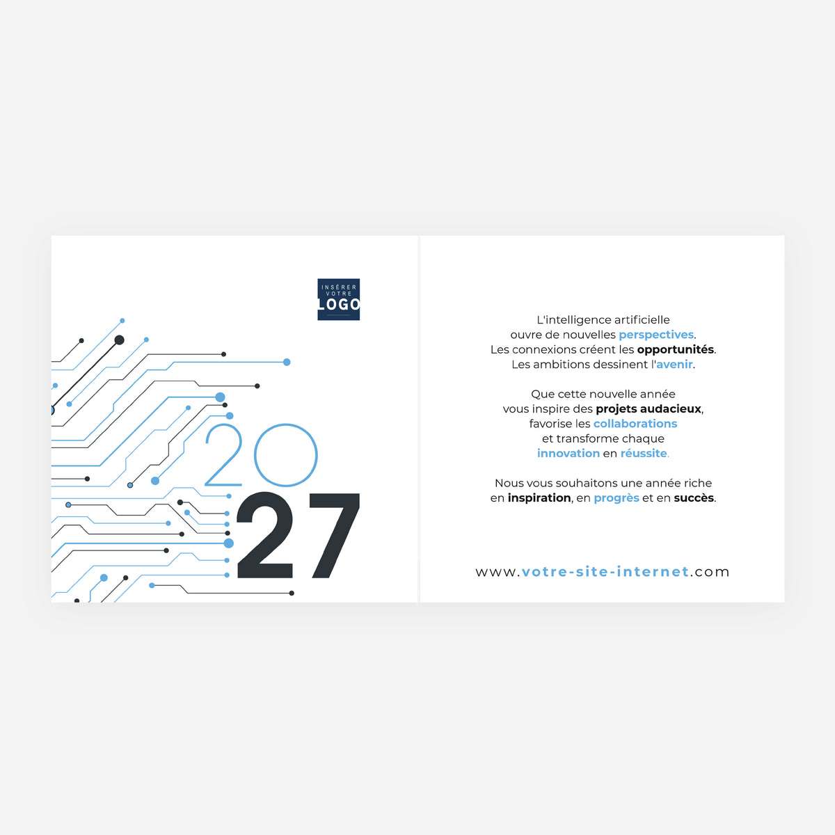 L'Avenir Connecté | Vœux professionnels • Carte de voeux • Carrée pliable photo N° 2