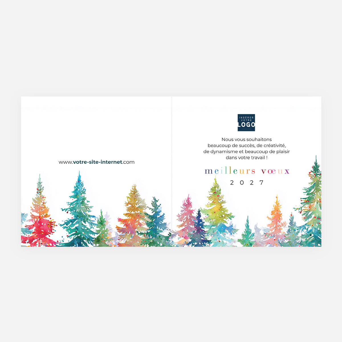 Éclats de Forêt | Vœux professionnels • Carte de voeux • Carrée pliable photo N° 2