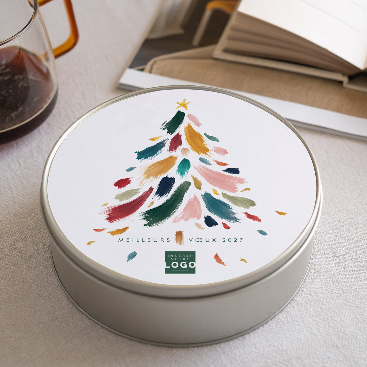 Touches de Noël | Cadeau entreprise • Boite métallique • Ronde photo N° 2