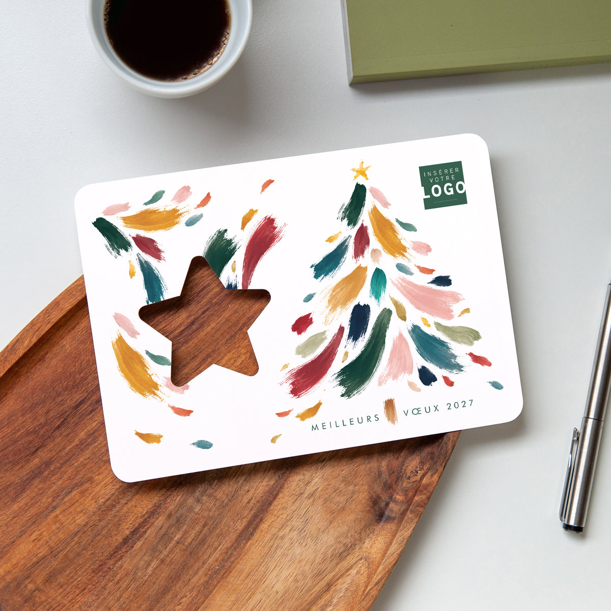 Touches de Noël | Vœux professionnels • Carte de voeux • Étoile découpée photo N° 4