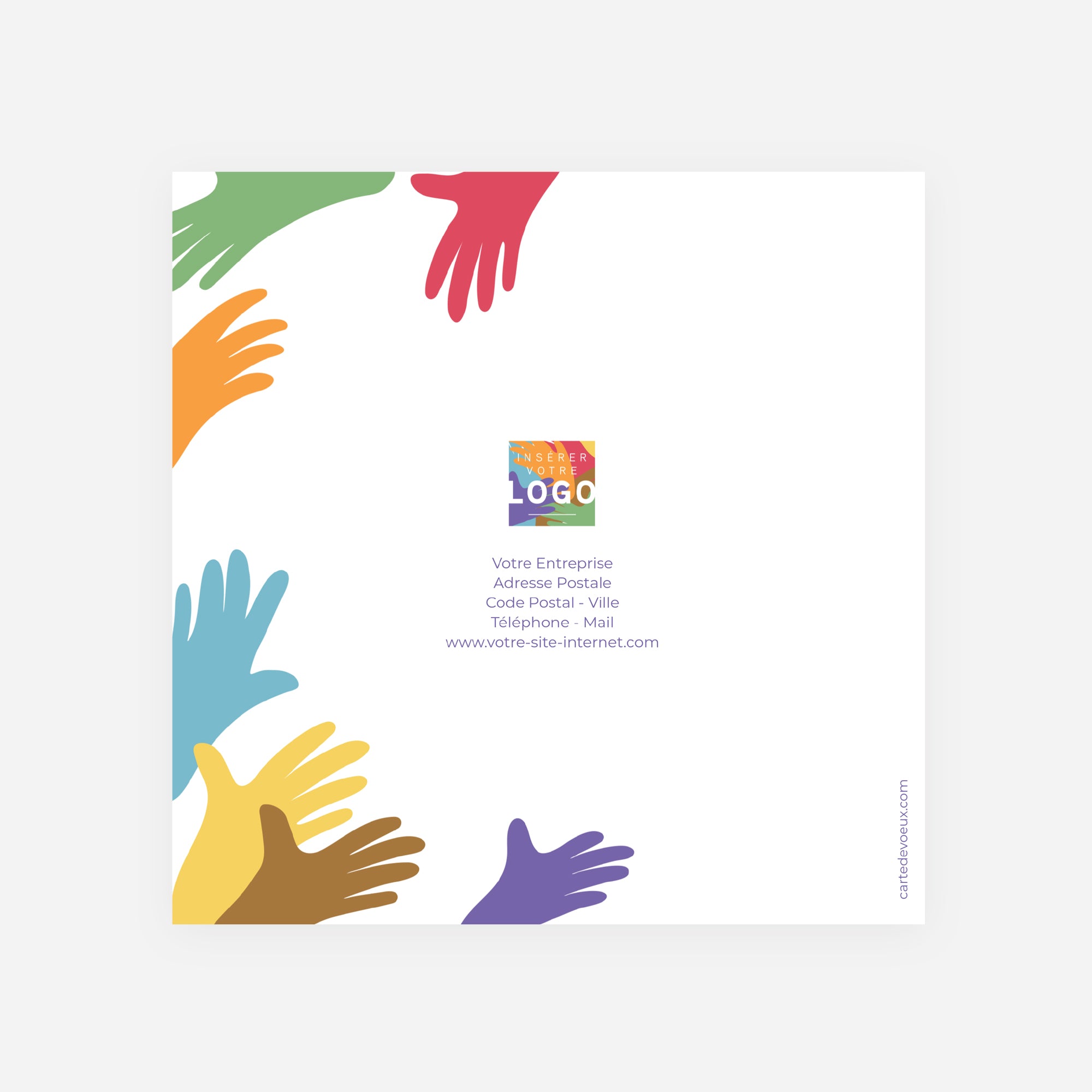 Mains Unies | Vœux professionnels • Carte de voeux • Carrée pliable photo N° 3