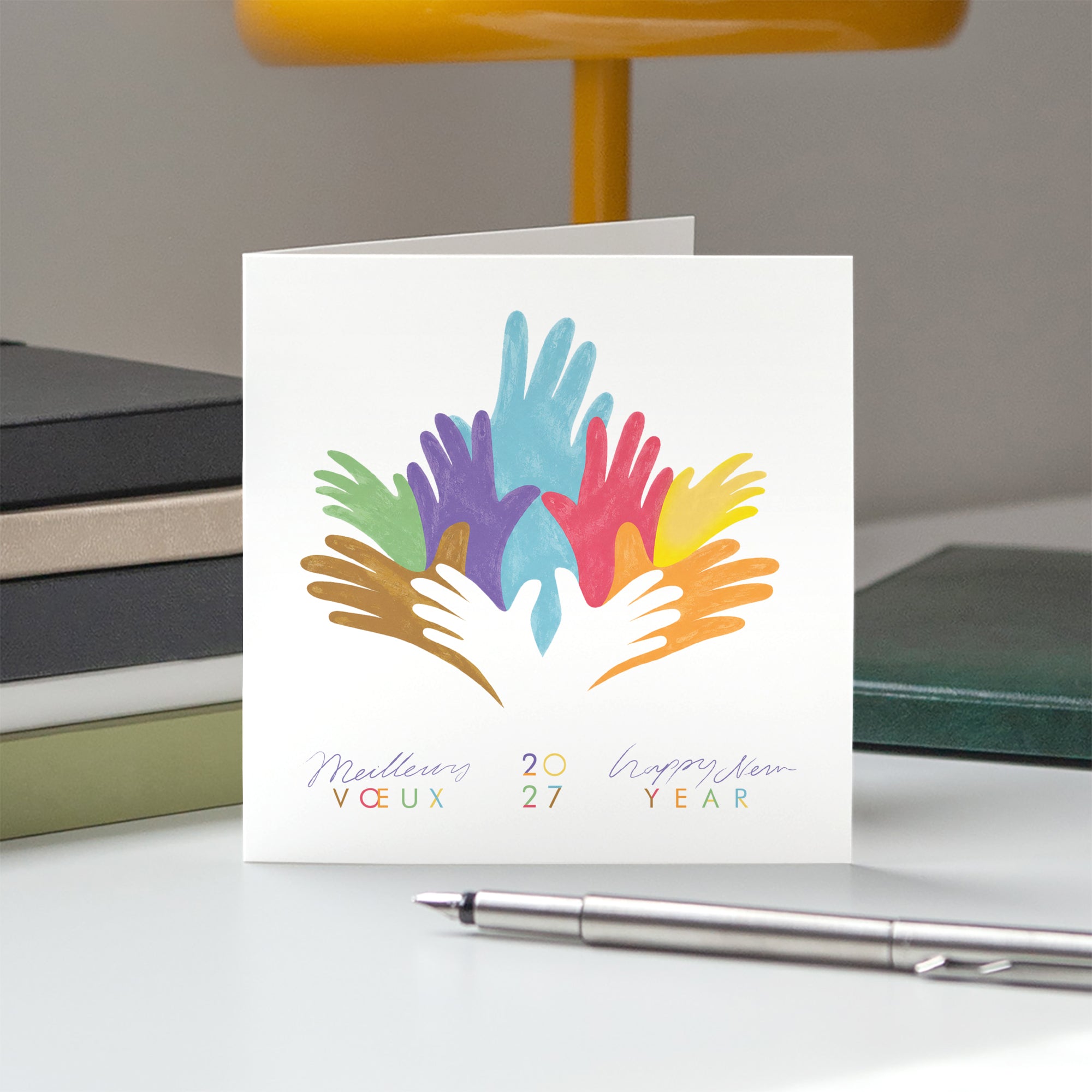 Mains Unies | Vœux professionnels • Carte de voeux • Carrée pliable photo N° 5