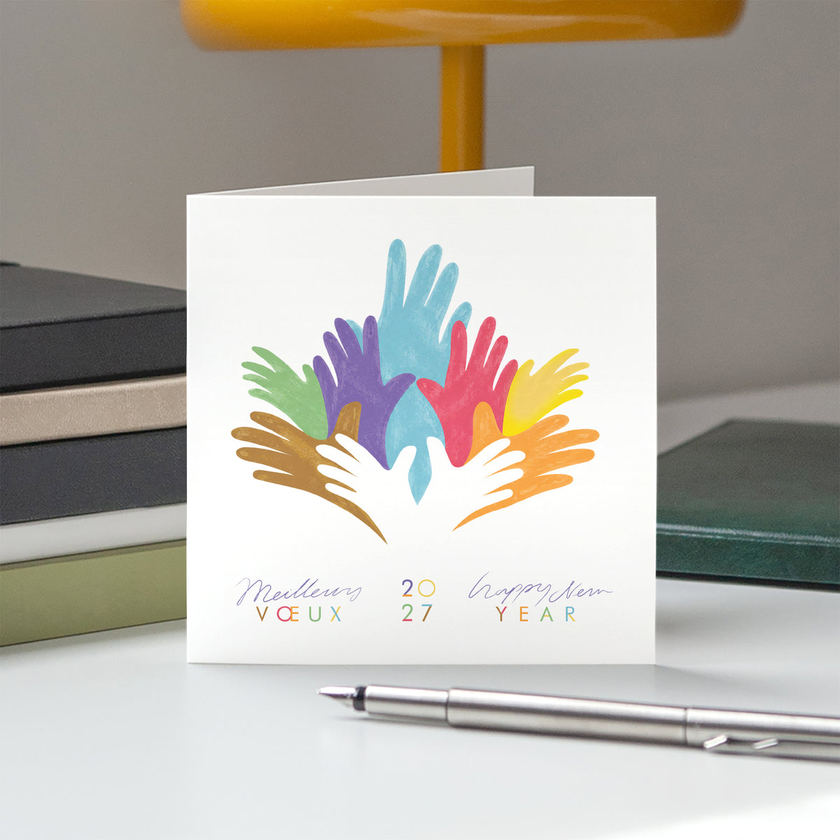 Mains Unies | Vœux professionnels • Carte de voeux • Carrée pliable photo N° 5