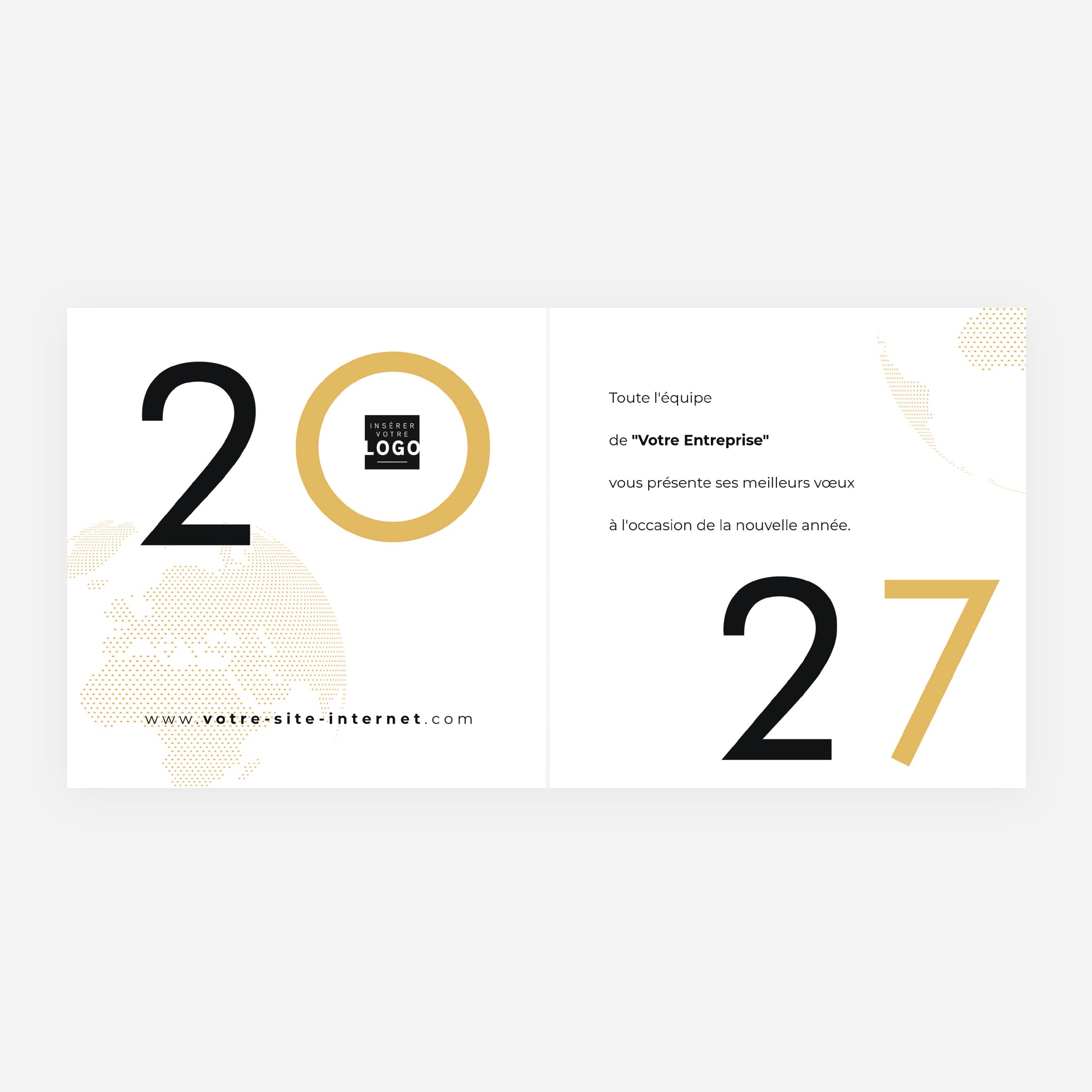 Vœux Sans Frontières | Vœux professionnels • Carte de voeux dorure • Carrée pliable photo N° 2