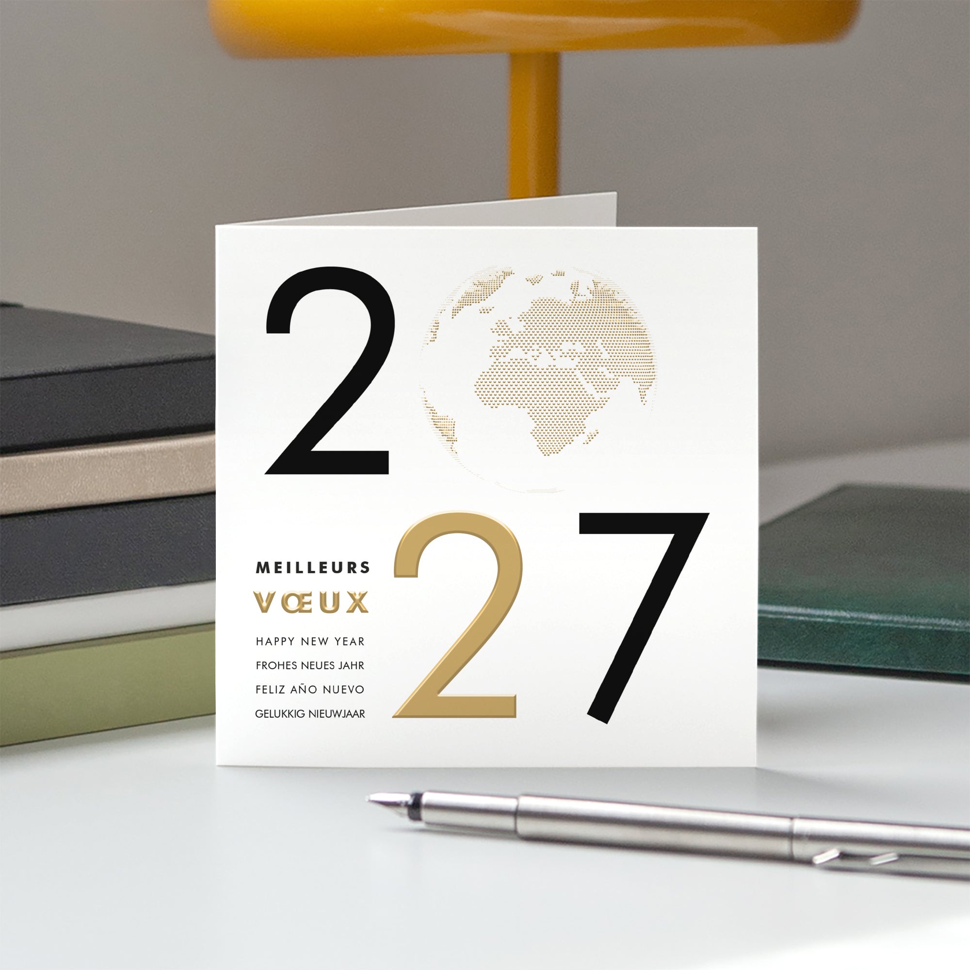 Vœux Sans Frontières | Vœux professionnels • Carte de voeux dorure • Carrée pliable photo N° 5