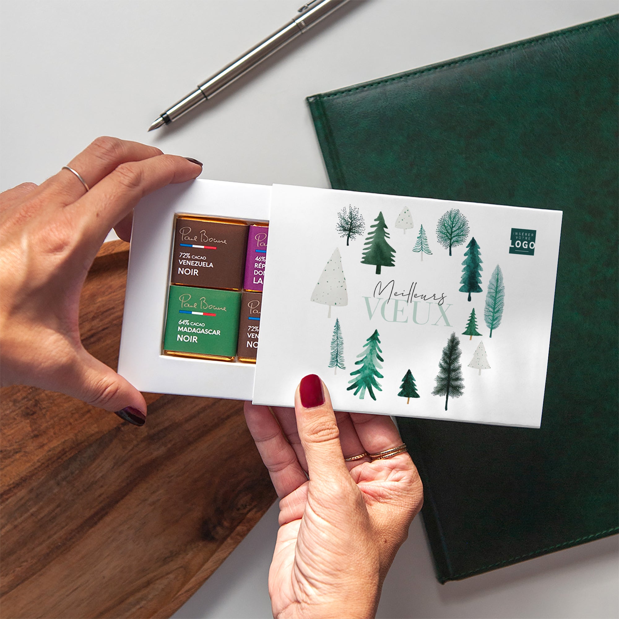 Forêt de sapins | Vœux professionnels • Carte chocolats photo N° 2