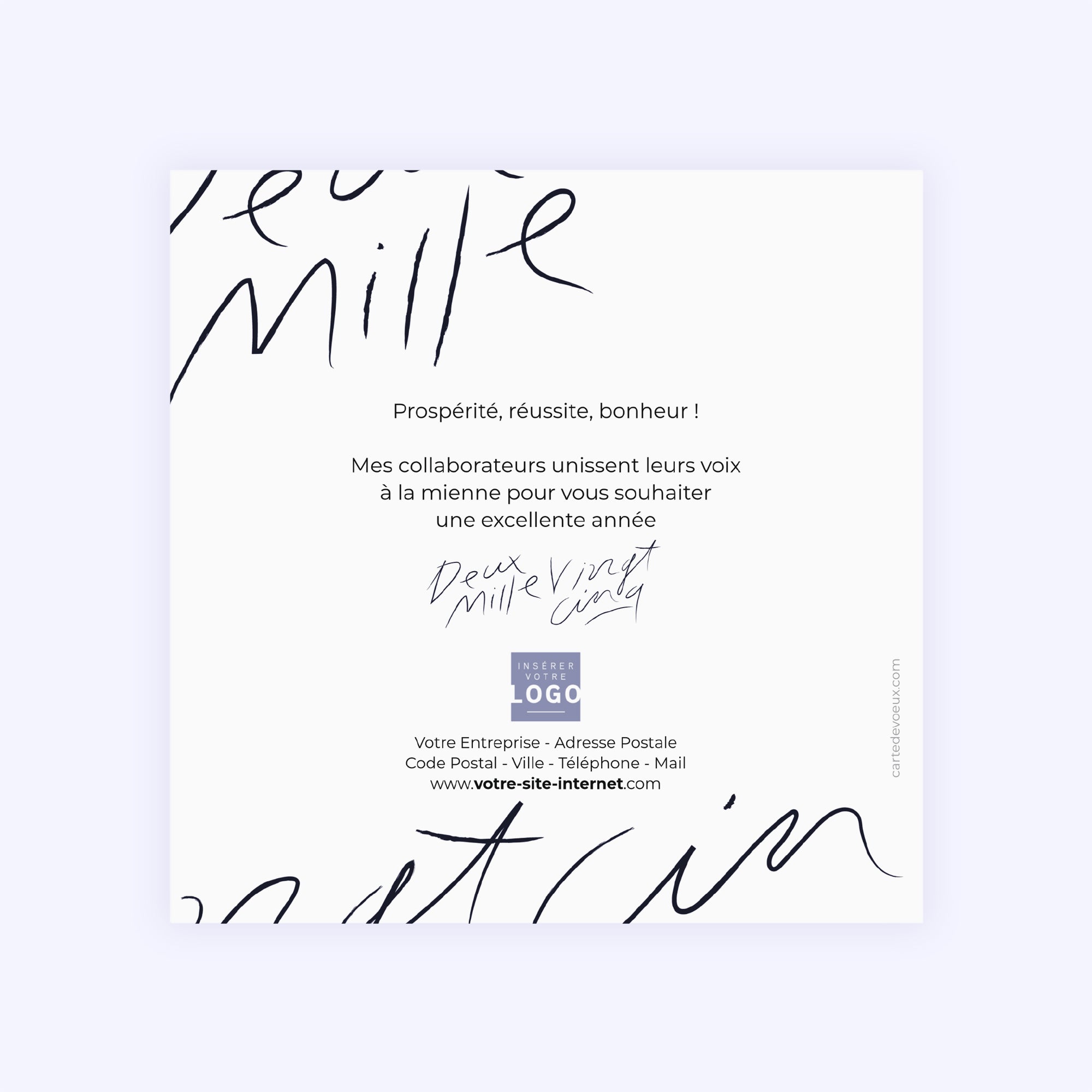 Millésime manuscrit | Vœux professionnels • Carte de voeux photo N° 2