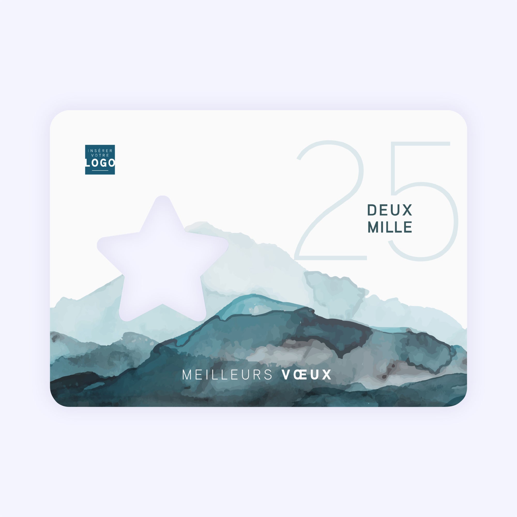 Aquarelle azur | Vœux professionnels • Carte de voeux photo N° 1