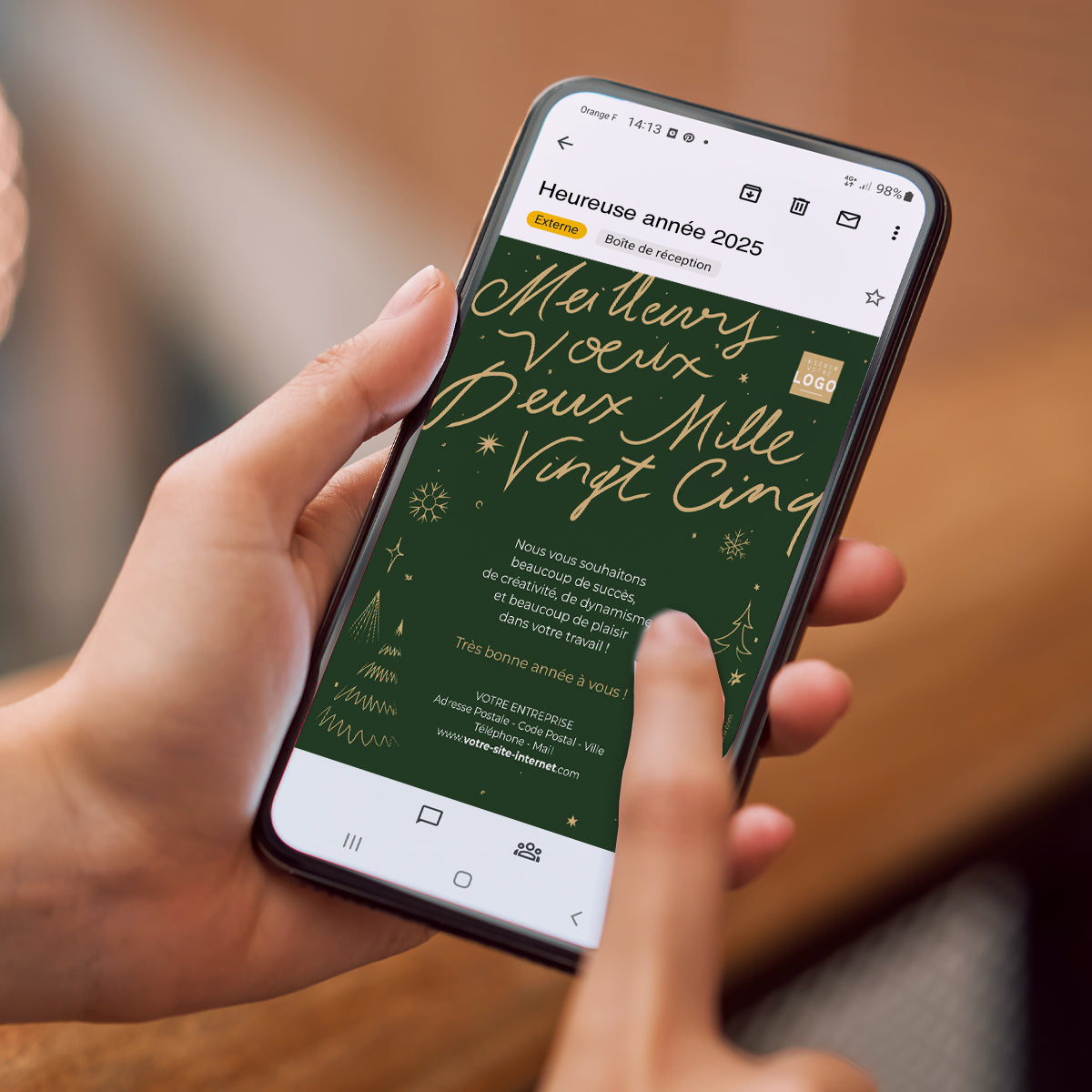 Voeux manuscrit dorée | Vœux professionnels • Carte virtuelle photo N° 2