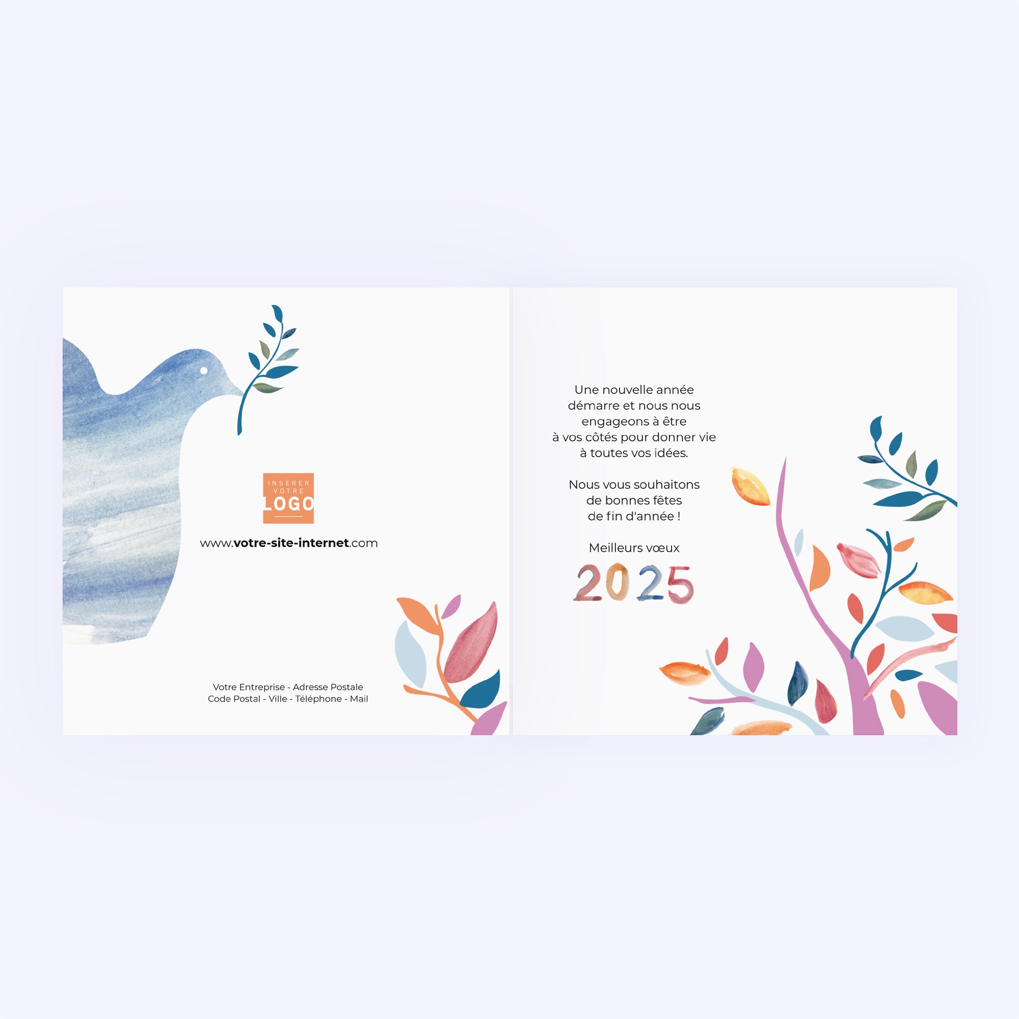 Colombe aquarelle | Vœux professionnels • Carte de voeux photo N° 2