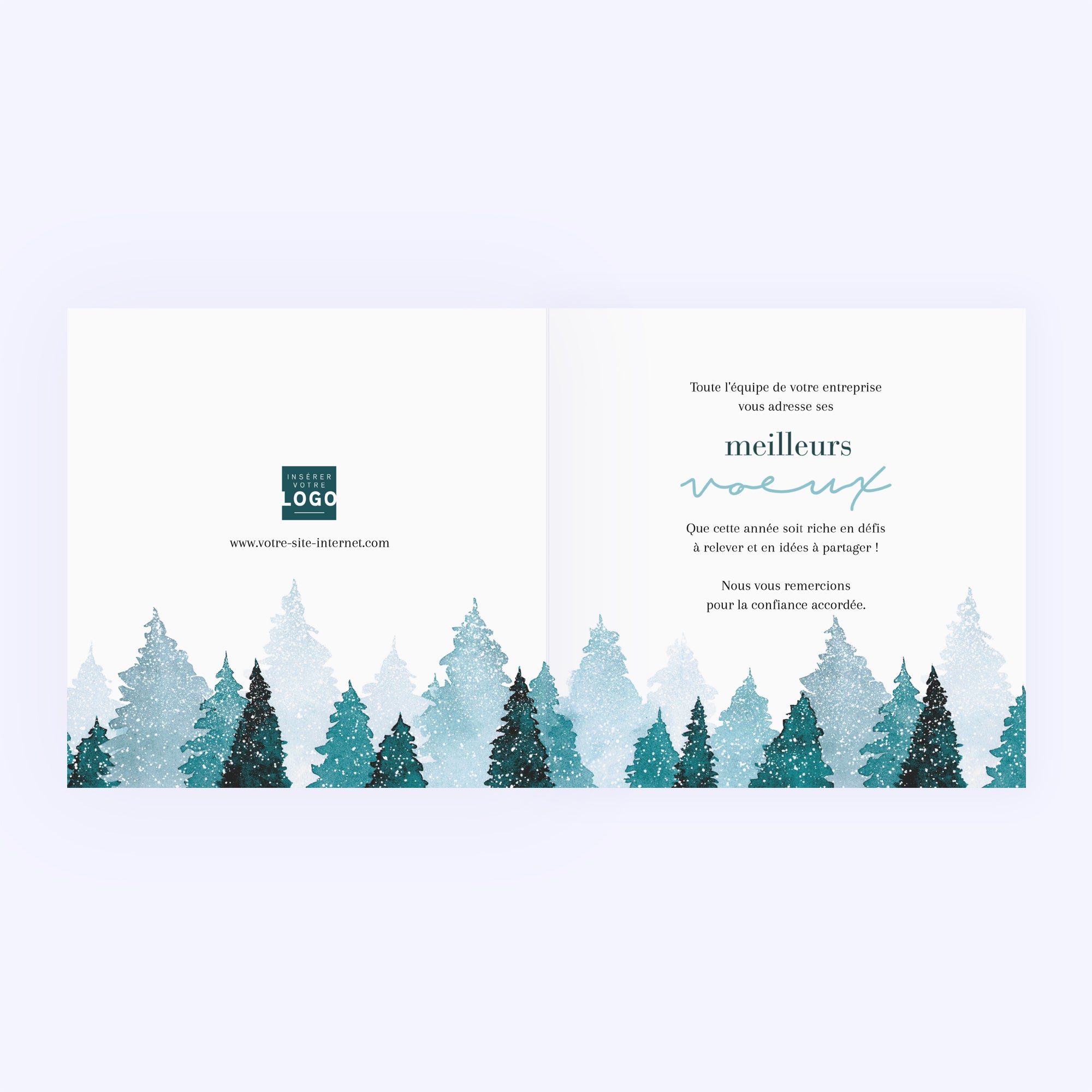 Aquarelle Sapins bleus | Vœux professionnels • Carte de voeux photo N° 2