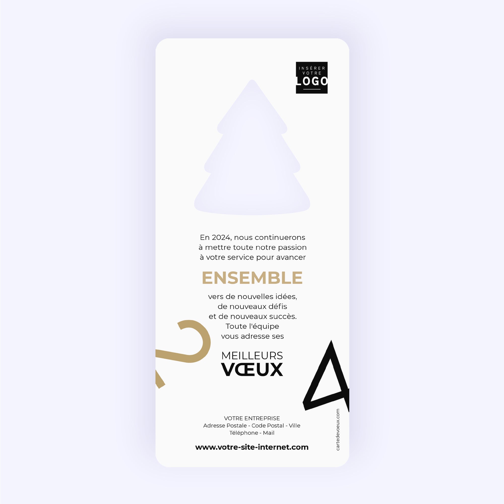 Effets de Style | Vœux professionnels • Carte de voeux dorure • Vertical sapin photo N° 2