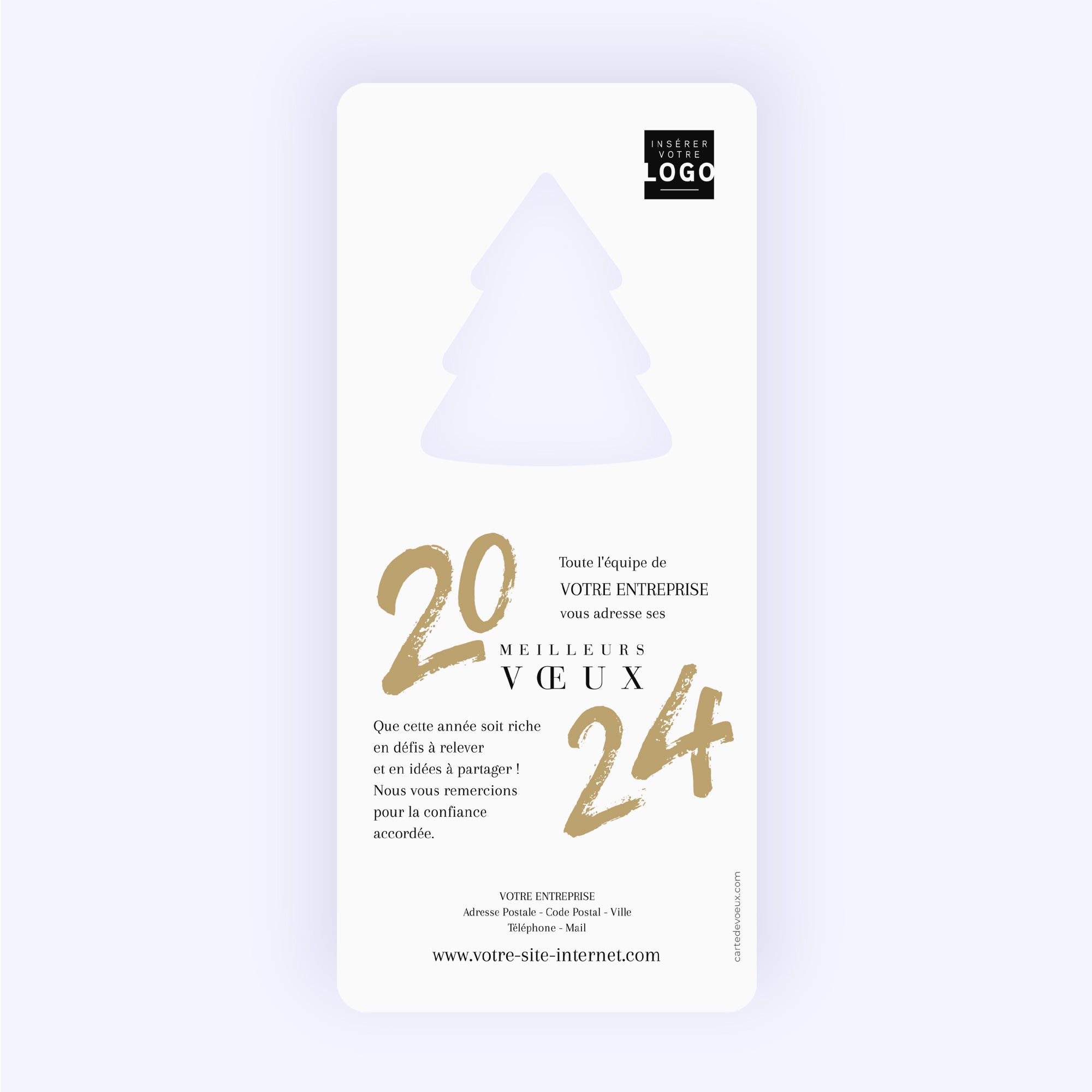 Season Wishes | Vœux professionnels • Carte de voeux dorure • Vertical sapin photo N° 2